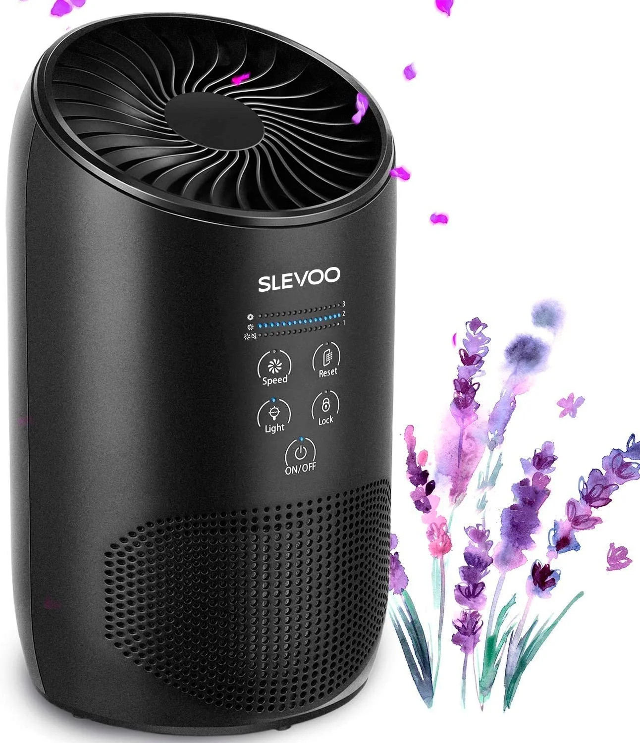 Slevoo Air Purifiers for Bedroom Pets Smokers in Home, 450 ft H13 True HEPA Filter Air Cleaner, Effectively Clean 99.97% Smoke, Dust, Pollen, Pet Dander, Odors, Black