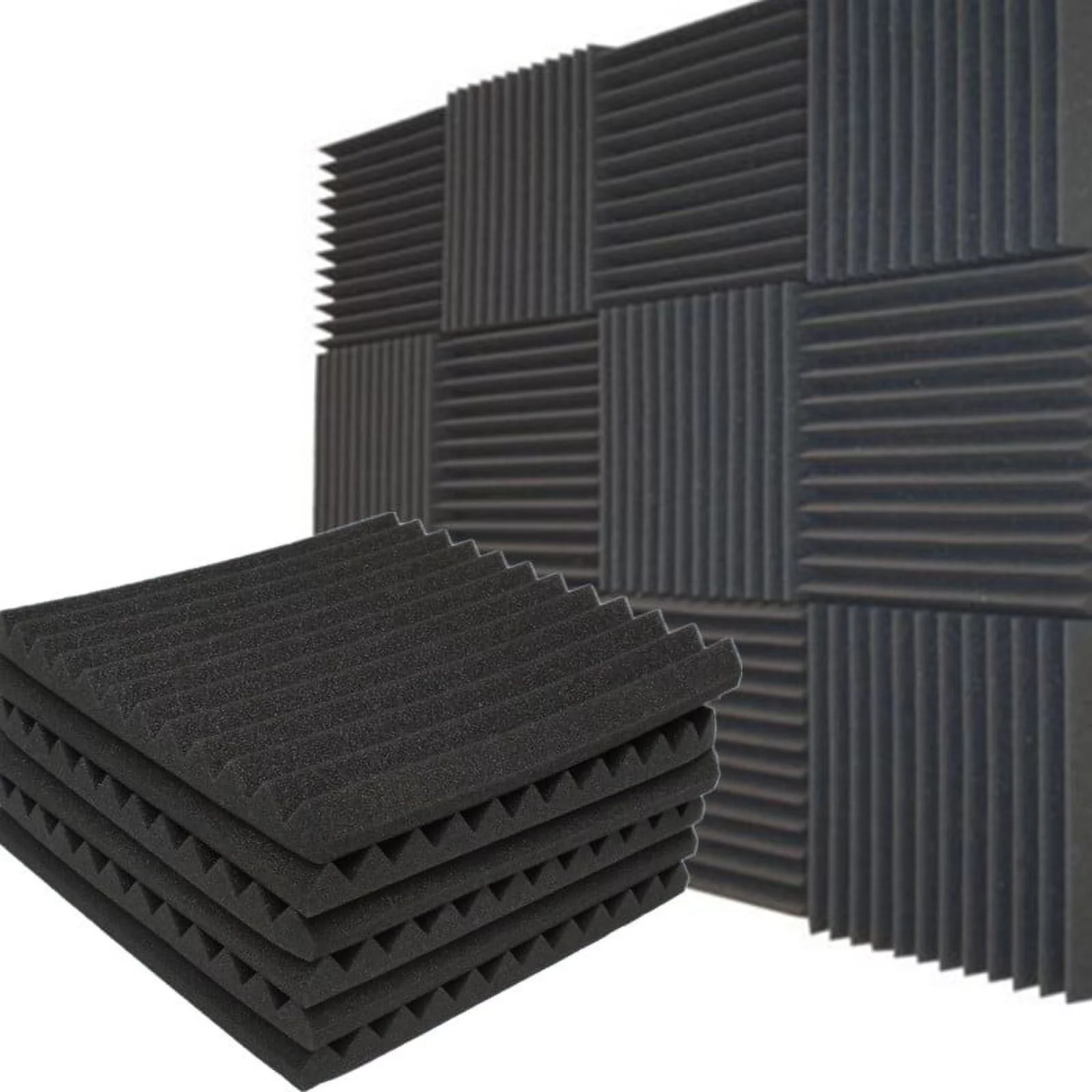 12 Pack Acoustic Panels Studio Soundproofing Foam Wedges Wall Foam Tiles Sound Proof Sound Insulation Absorbing 12″ X 12″ X 1″