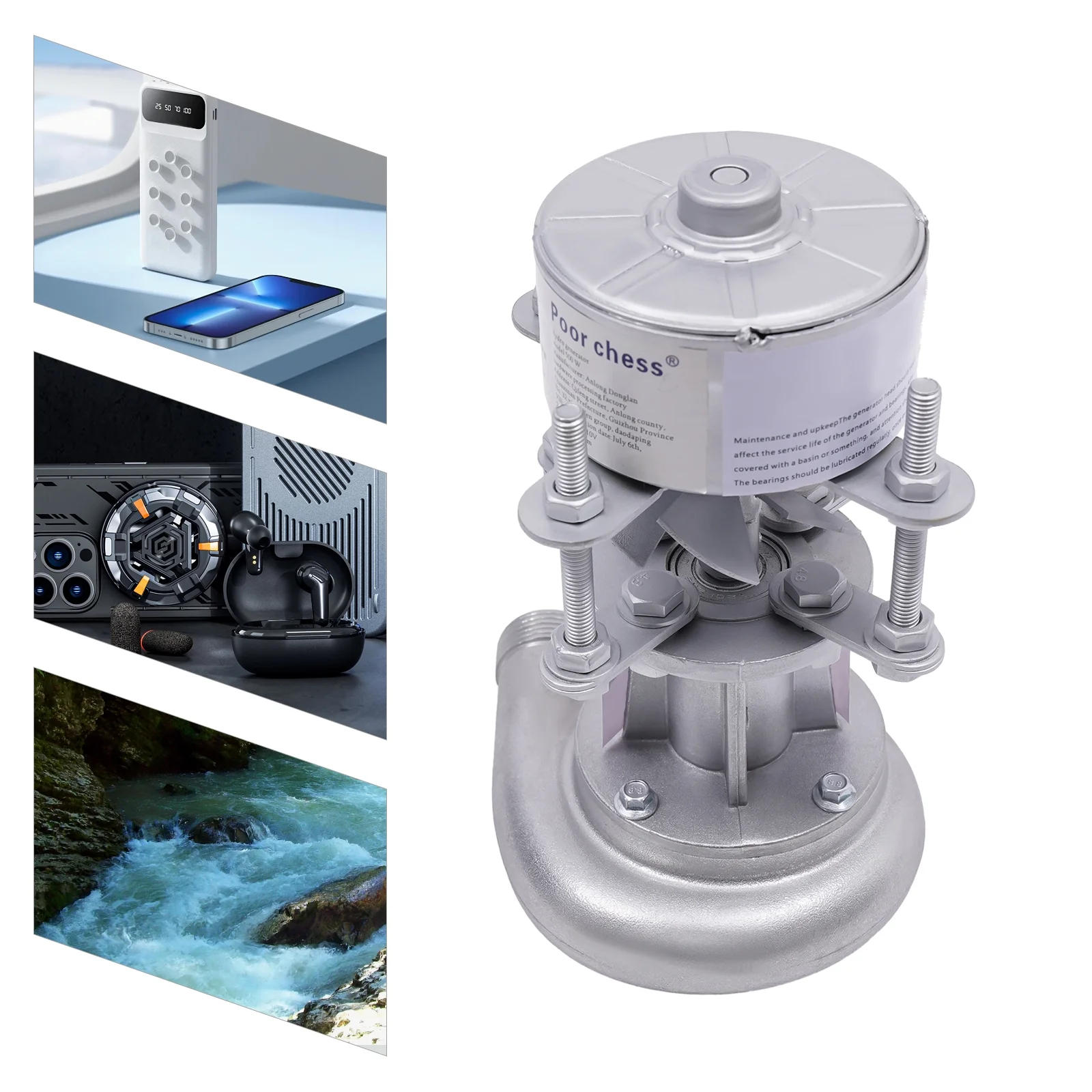 TOOL1SHOoo Micro Hydroelectric Generator 500 Watts 50hz 110 Volts High Power with Monitoring Portable