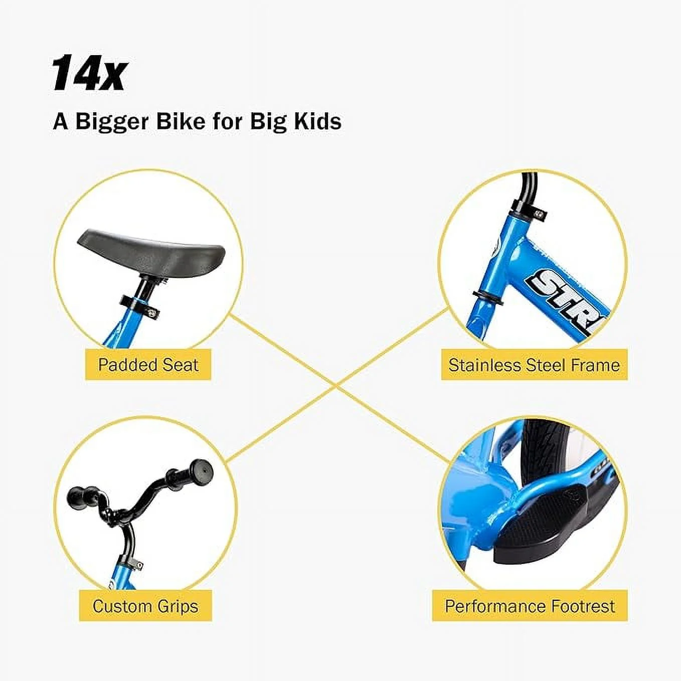 Strider – 14x Sport Balance Bike – Pedal Conversion Kit Sold Separately – Awesome Blue