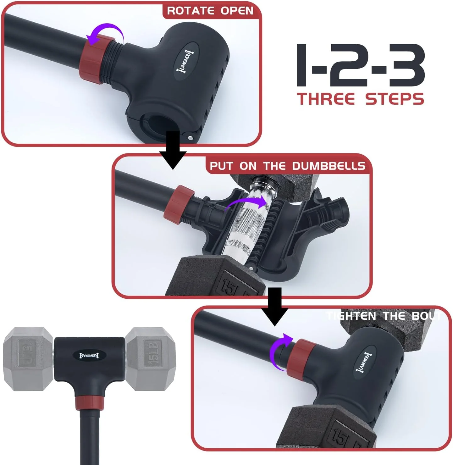 Dumbbell Barbell Converter,Adjustable Barbell,Kettlebells Adjustable Weight,Dumbbell to Barbell Converter,Dumbbell Kettlebells Converter??8-200LB??