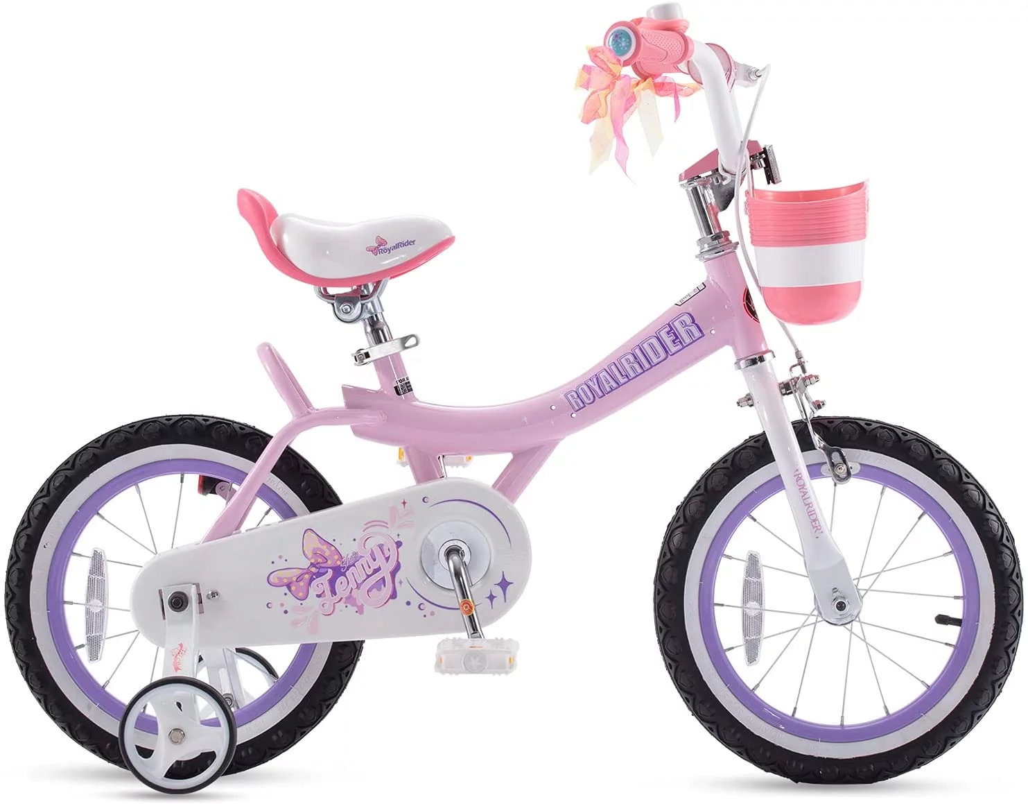 Royalbaby Jenny Girl’s Kid’s 14 In. Children’s Beginner with Bicycle Training Wheels Basket , EL Pink