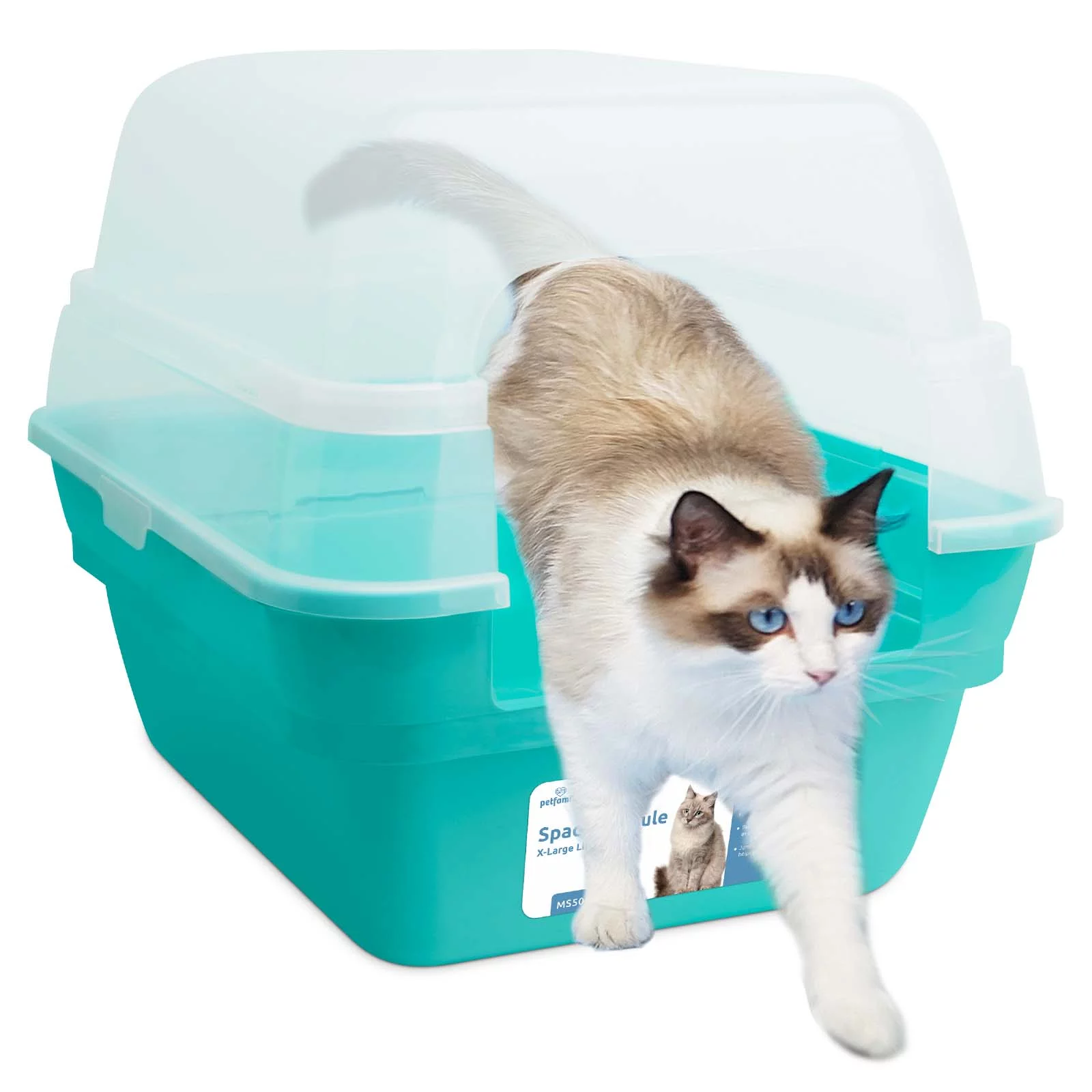 Petfamily Extra Large Cat Litter Box, Color Grey, Jumbo Hooded, 21.60 x 17.80 x 17.30 in