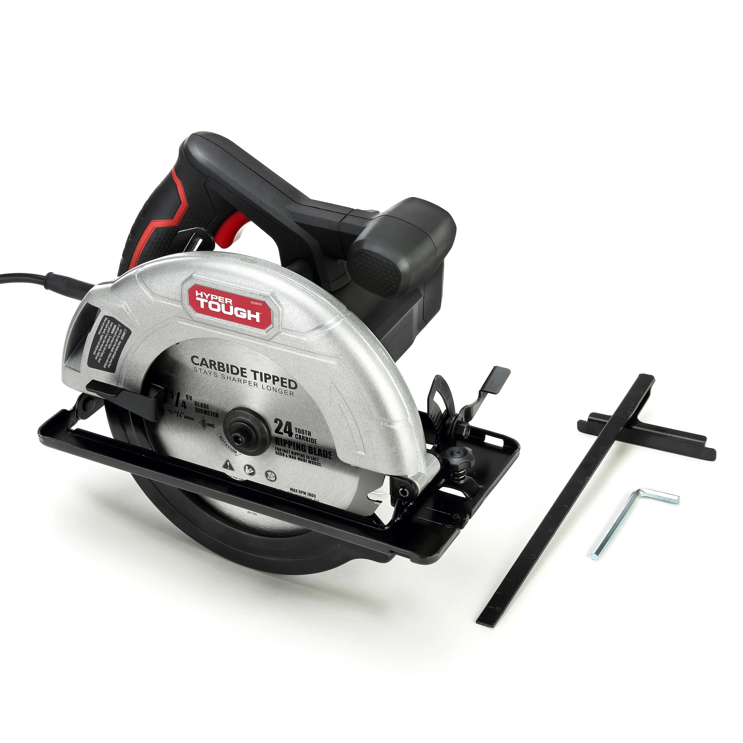 Hyper Tough 12 Amp Corded 7-1/4 inch Circular Saw with Steel Plate Shoe, Adjustable Bevel, Blade & Rip Fence