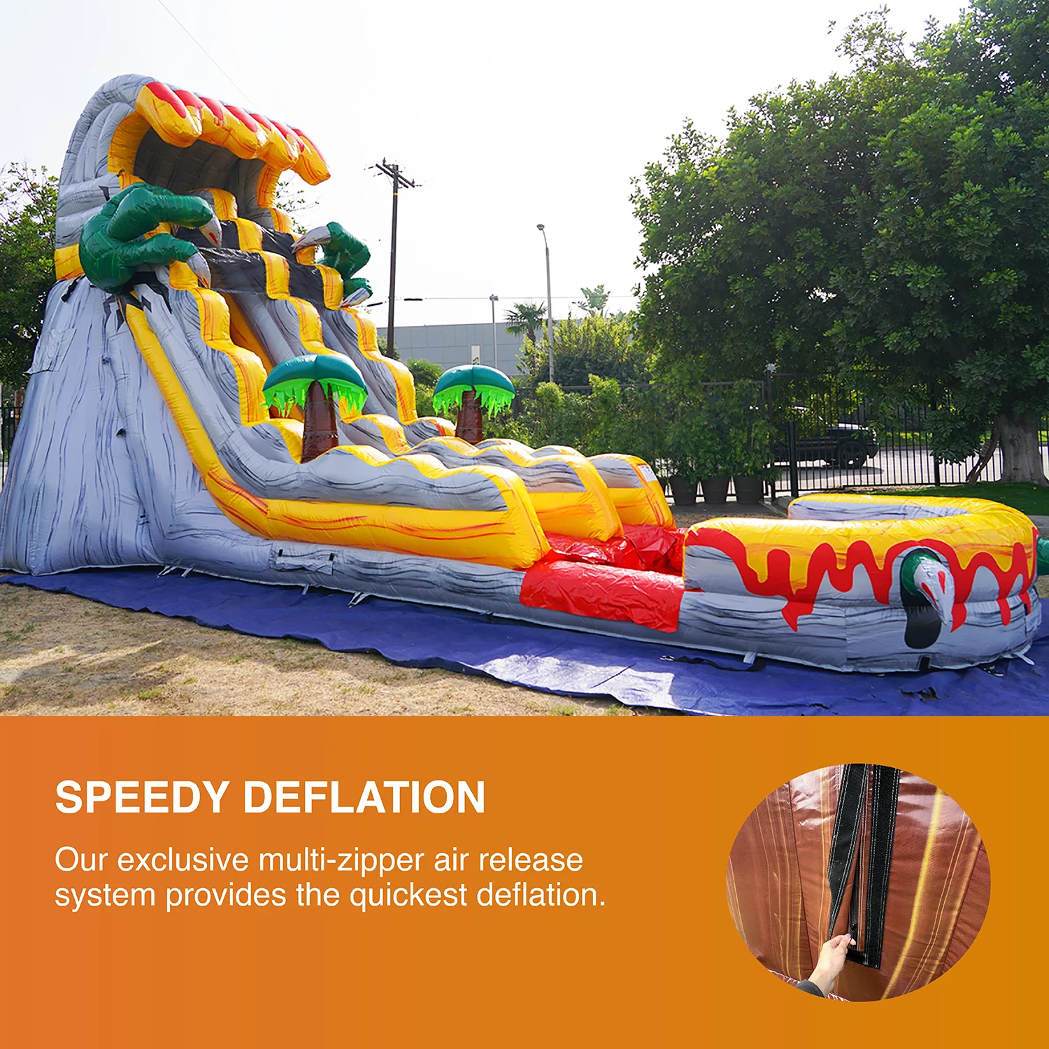 JumpOrange Commercial Grade Water Slide with Pool for Kids and Adults (with Blower), T-Rex Theme