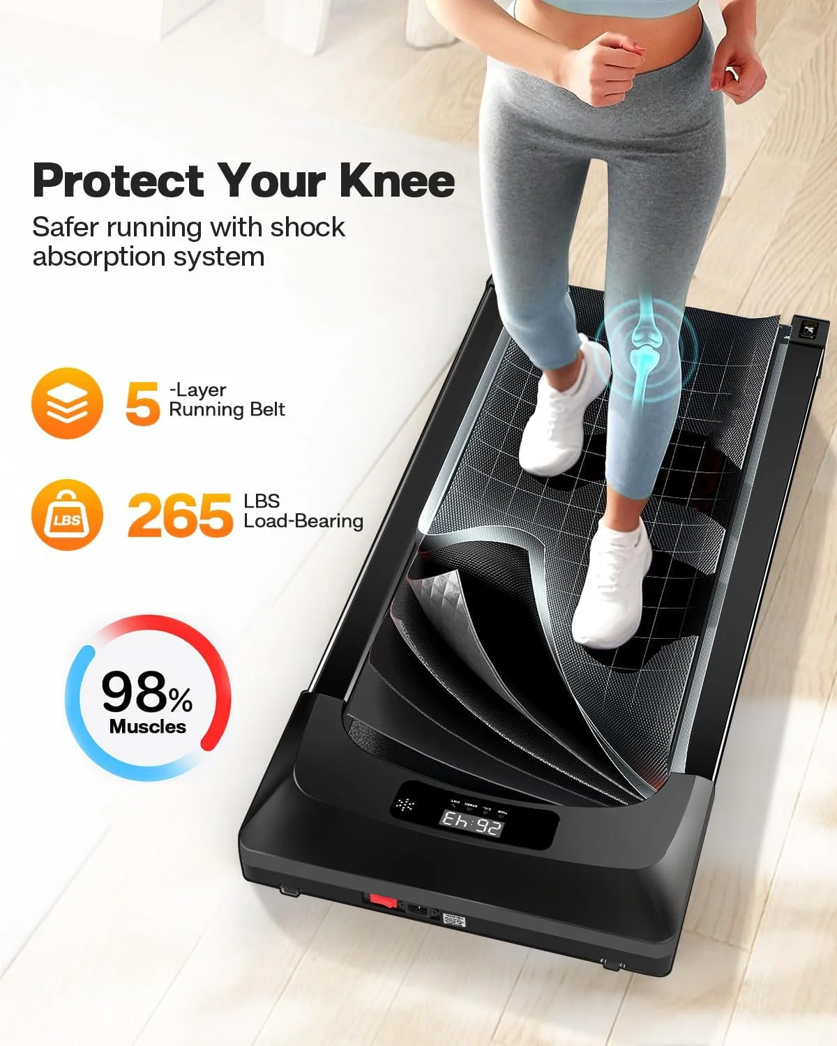 Under Desk Treadmill 2.5HP Slim Walking Treadmill 265LBS – Electric Treadmill with Remote Control LED Display, Running Walking Jogging for Home Office Use (Installation Free)