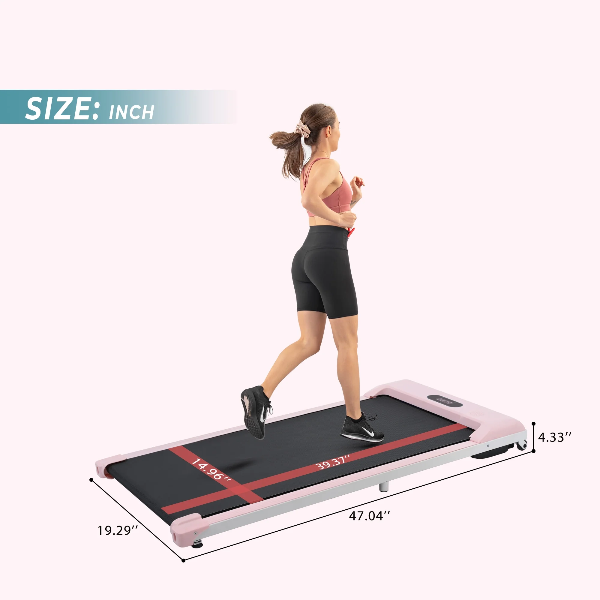 2-in-1 Under Desk Treadmill Walking Pad 2.5HP Walking Jogging Running Machine for Home/Office Use,Black