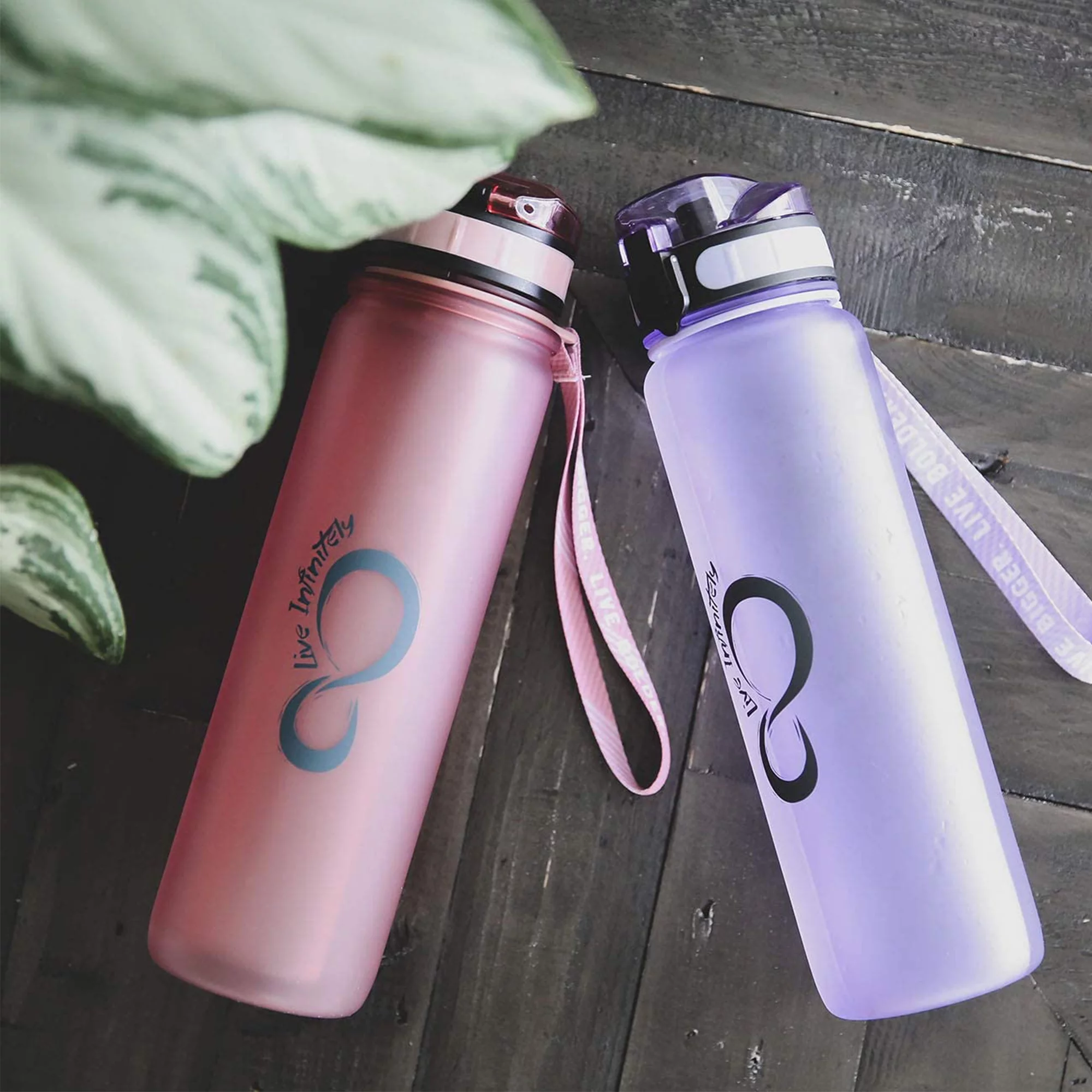 Live Infinitely Insulated Water Bottle with Time Marker BPA-Free 24 oz Rose