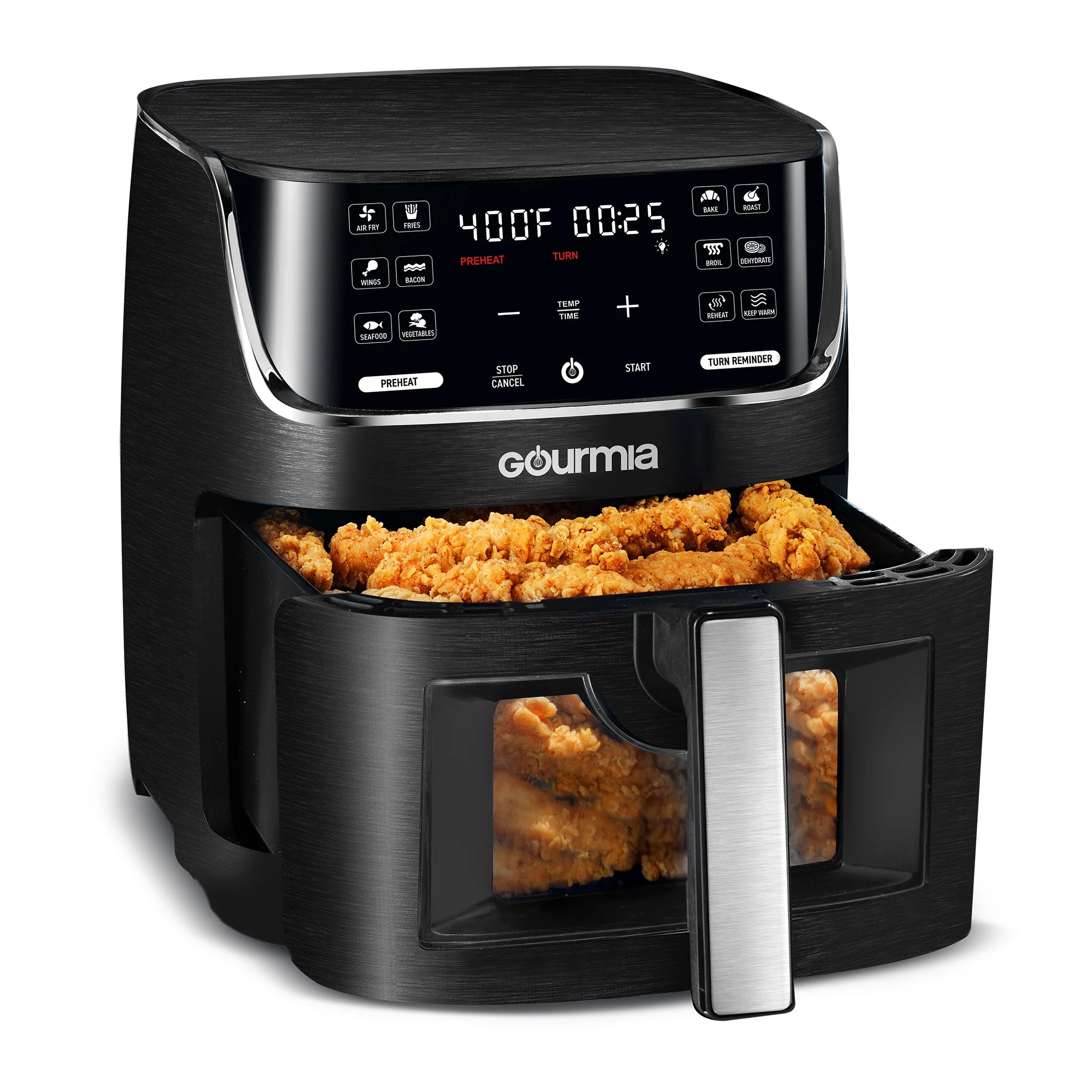 Gourmia 8 Qt Digital Window Air Fryer with 12 One-Touch Presets, GAF824, New