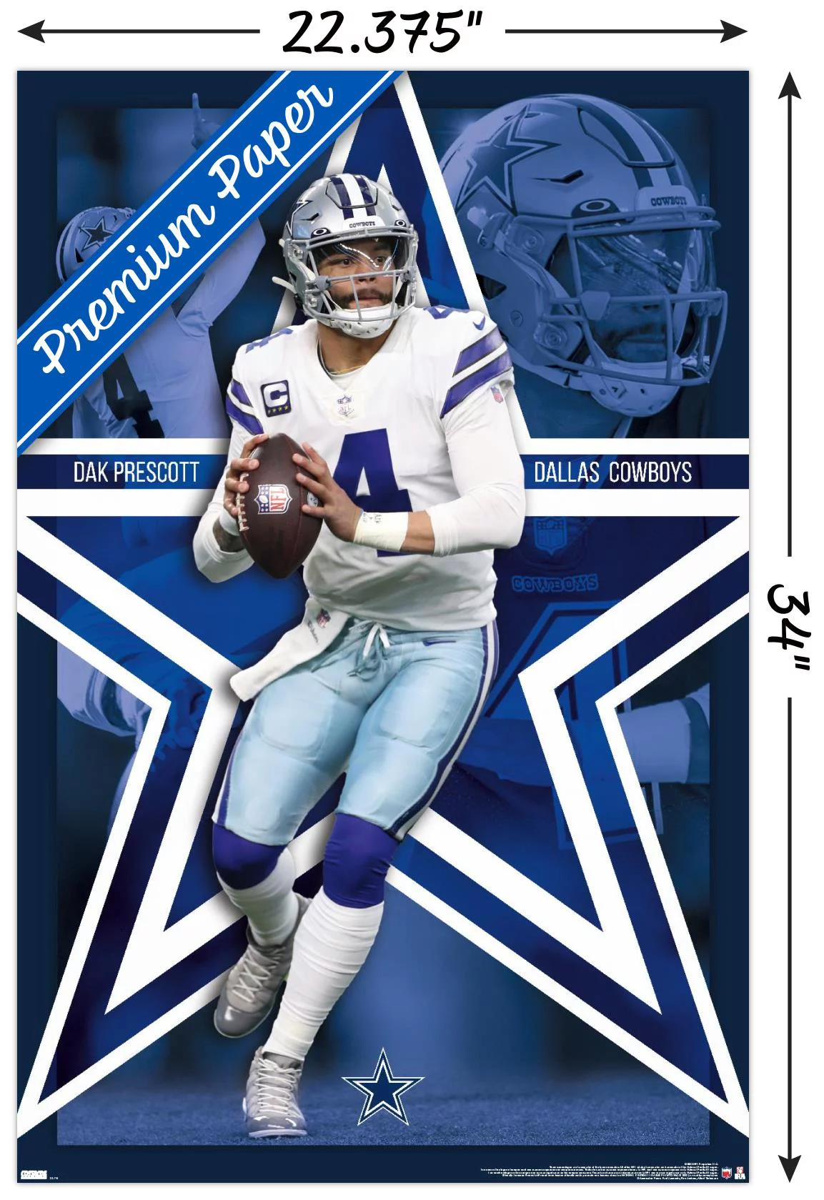 NFL Dallas Cowboys – Dak Prescott 22 Wall Poster, 22.375″ x 34″