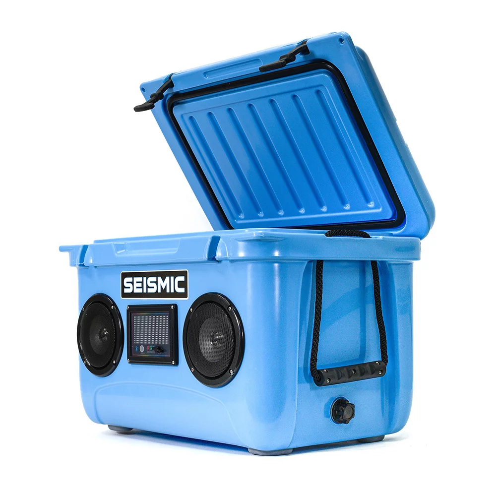 Seismic Audio – SC37WS-Blue – 37 Quart Blue Hard Cooler Box with Built-In Bluetooth Speakers