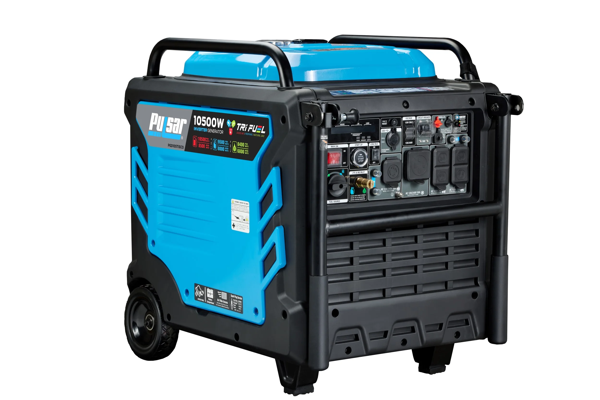 Pulsar 10,500-Watt Tri-Fuel Portable Inverter Generator with CO Sentry