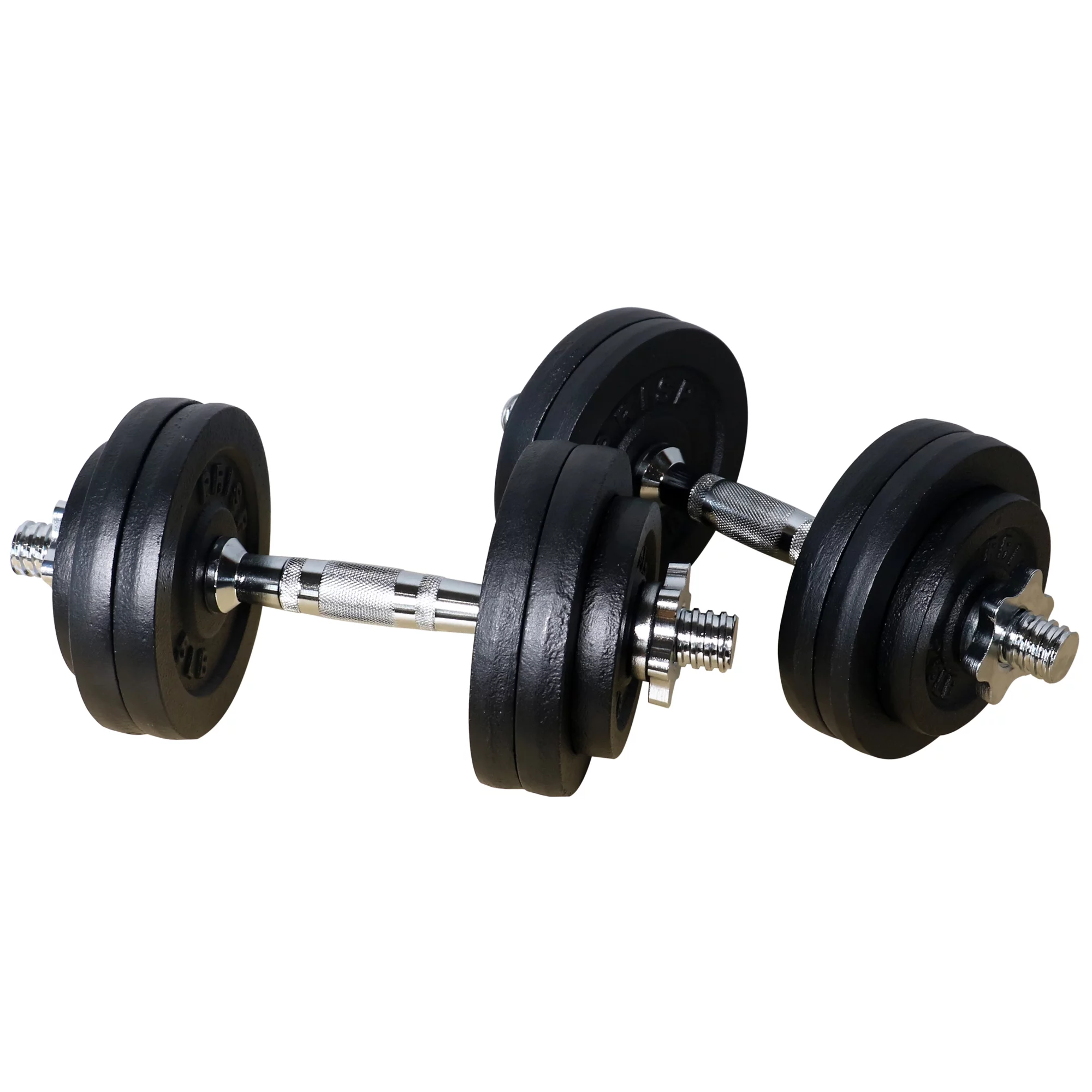 PRISP Adjustable Weight Dumbbells Set – Includes 2 Bars, Cast Iron Plates and Threaded Collars