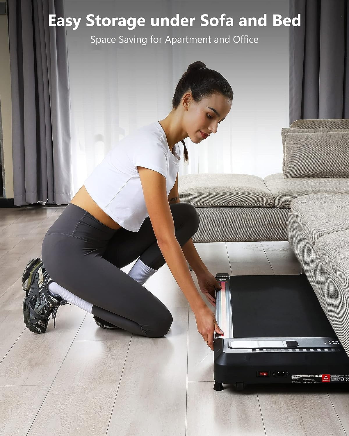 Zzistar Walking Pad Electric Treadmill, 2.5HP 0.6-3.8 mph Remote & Button Control Under Desk Treadmill with LCD Monitor