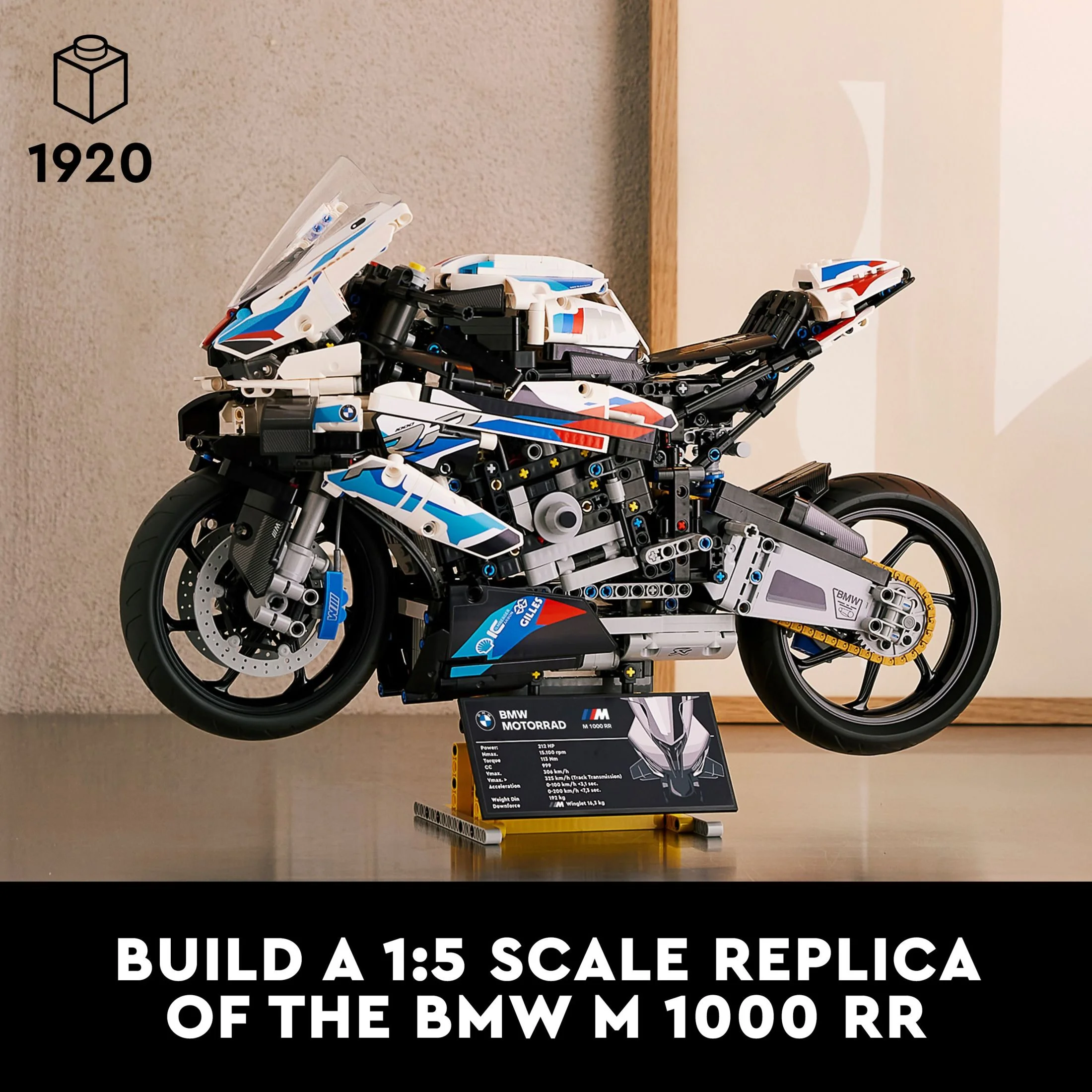 LEGO Technic BMW M 1000 RR 42130 Motorcycle Model Kit for Adults, Build and Display Motorcycle Set with Authentic Features, Motorcycle Gift Idea