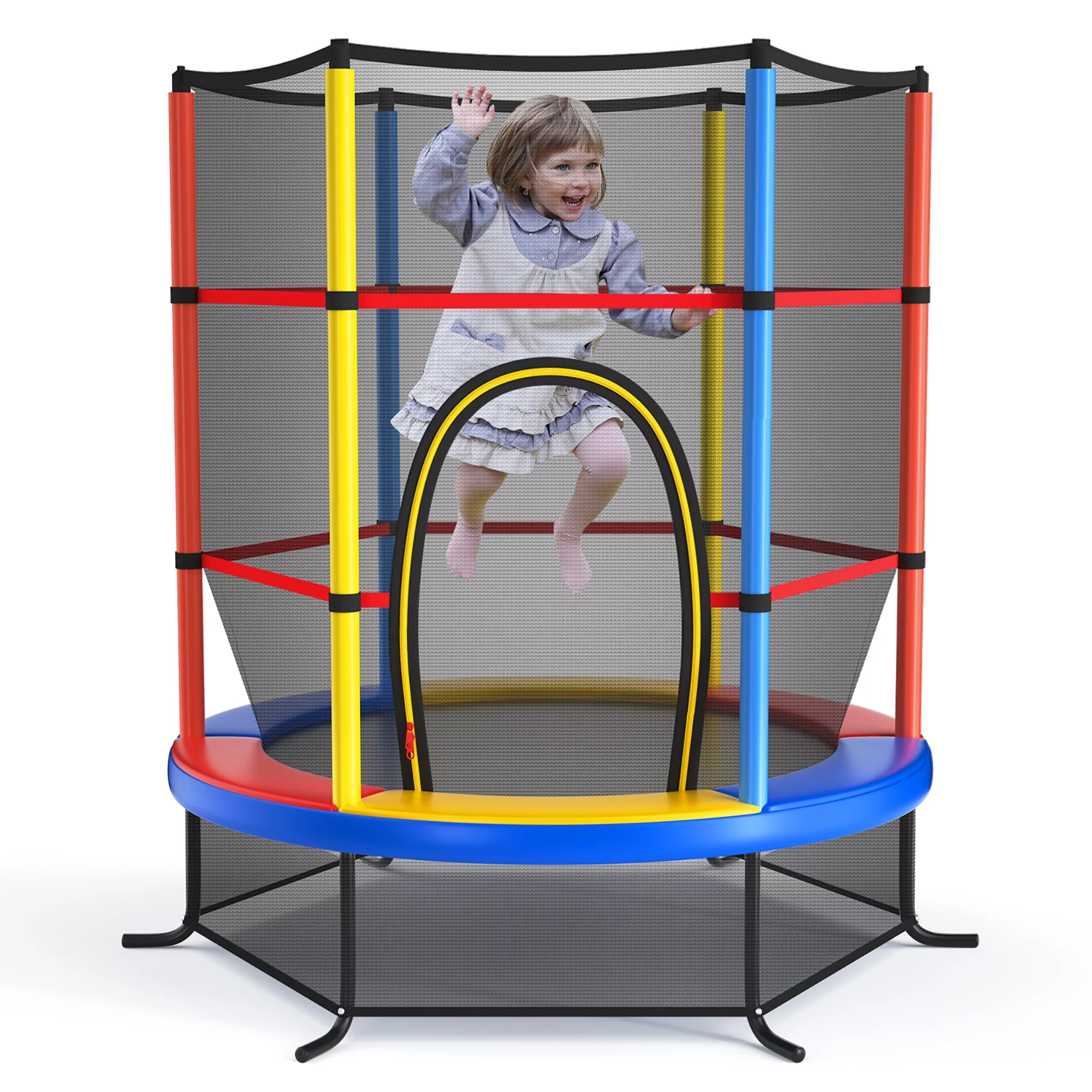 Costway 55” Kids Trampoline Bouncing Jumping Mat Recreational Trampoline W/Enclosure Net