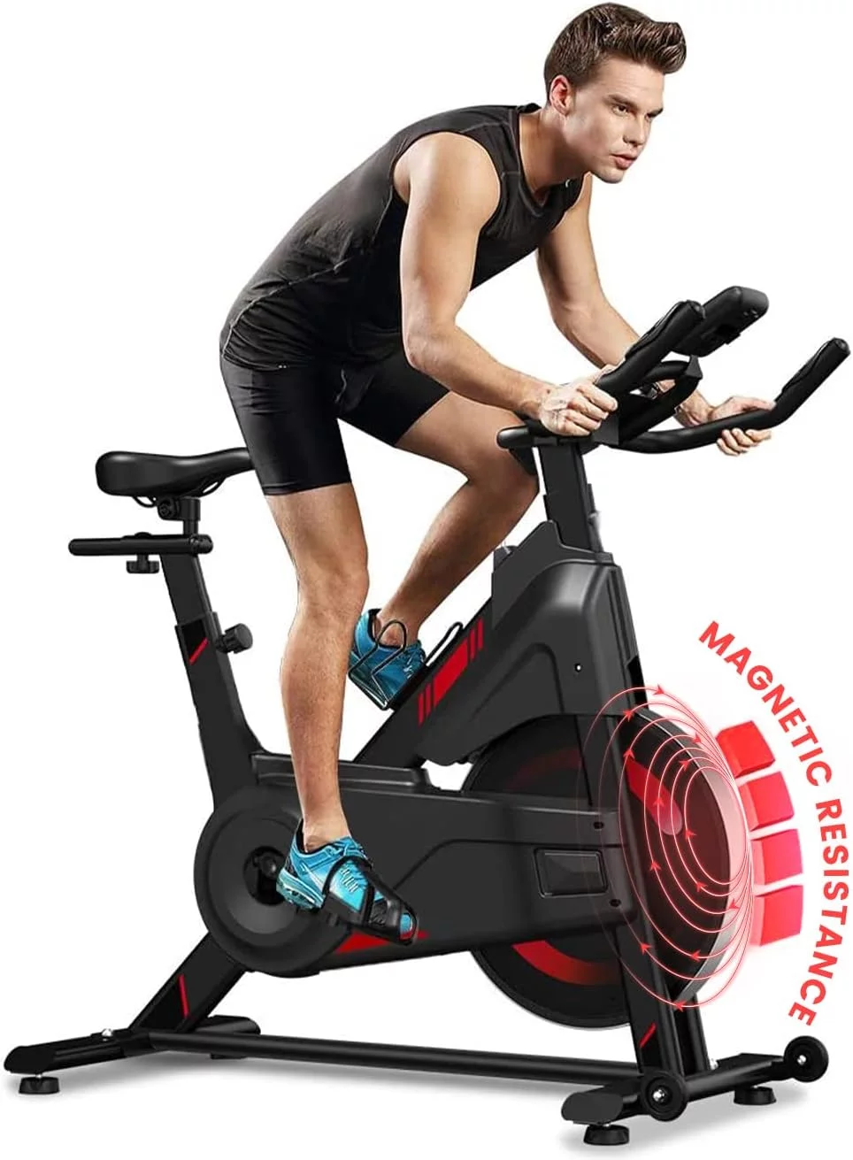 Ounuo Stationary Bike for Home, Magnetic Indoor Cycling Bike with LCD, Display Exercise Bike Indoor, Super Silent Magnetic Cycling Stationary Bike Fitness for Home Training