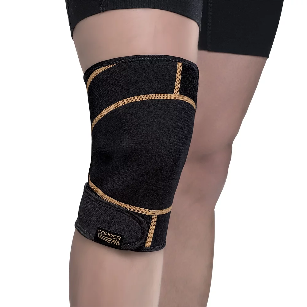 Copper Fit Rapid Relief Knee Compression Wrap Brace with Hot and Cold Therapy, Adjustable, Black