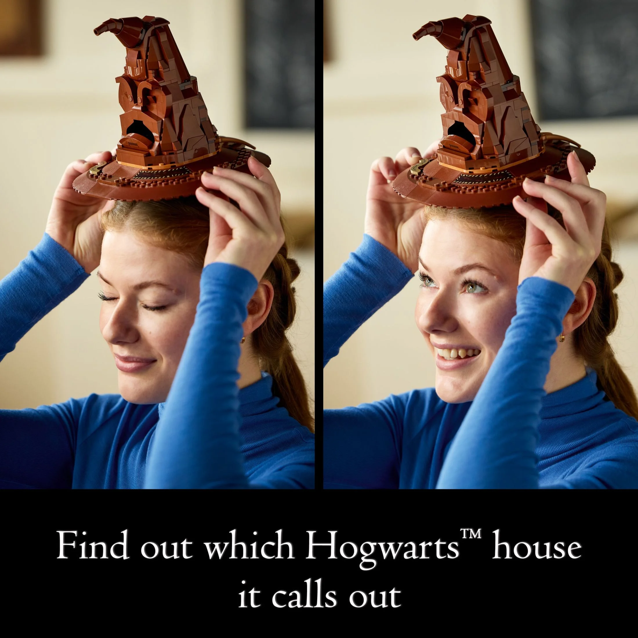 LEGO Harry Potter Talking Sorting Hat, Harry Potter Hogwarts Hat with 31 Randomized Sounds, Movie Themed Build and Display Model for Adults, Fun Harry Potter Gift Idea for a Mom, Dad or Any Fan, 76429