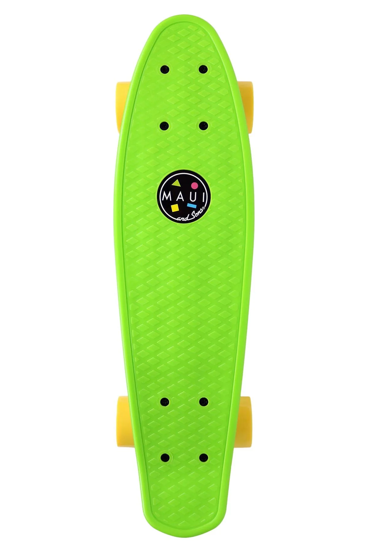 Maui and Sons 22 inch Green Cookie Logo Retro Cruiser Skateboard, 60mm Diameter PU Wheels