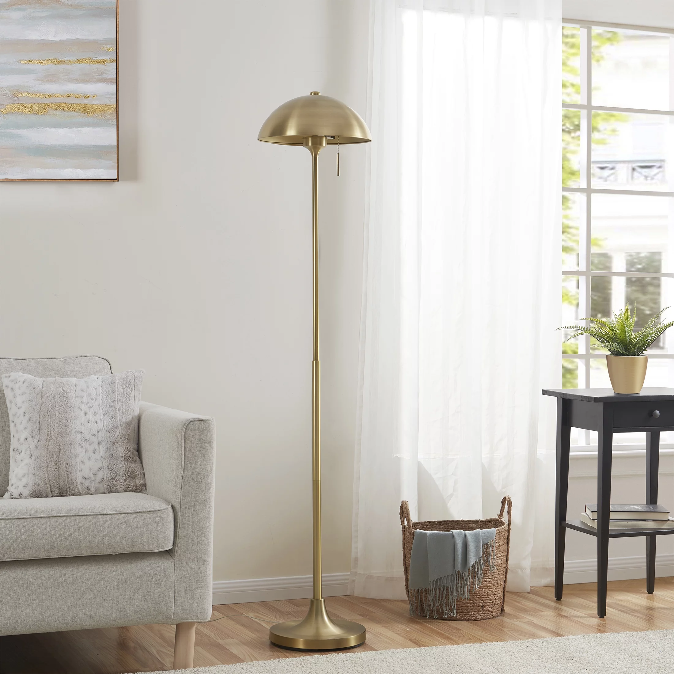 Better Homes & Gardens 62″ Modern Dome Adult Floor Lamp, Brass