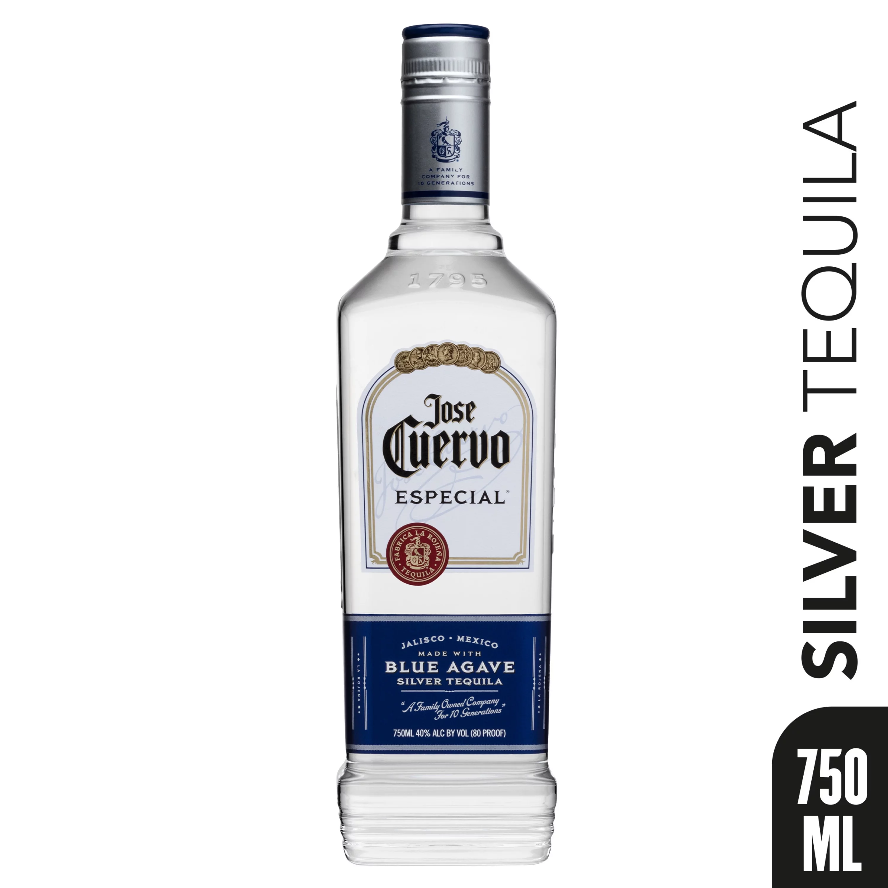 Jose Cuervo Especial Silver Tequila, 40% ABV, 750 ml Glass Bottle