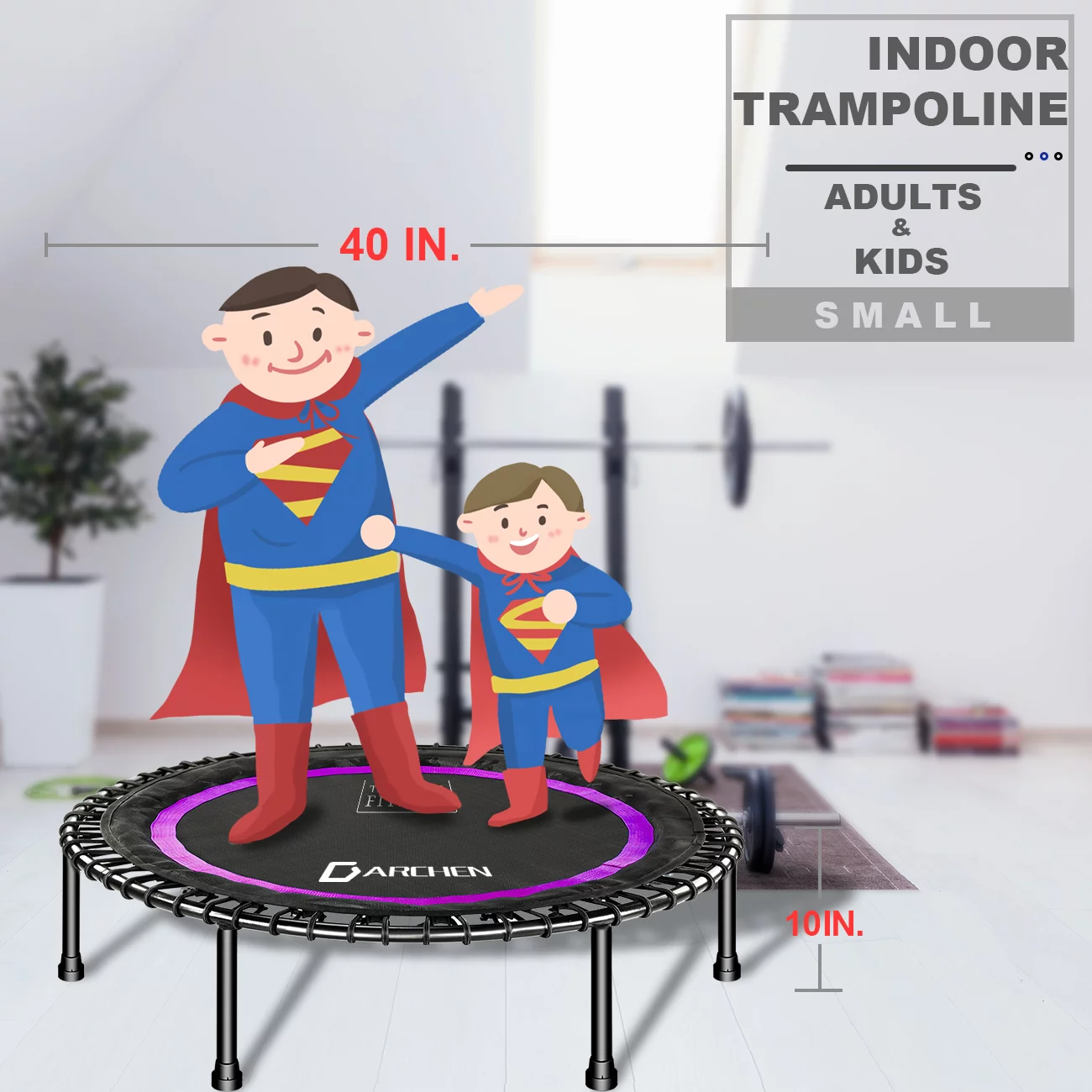 Darchen 450 lbs Mini Trampoline for Adults, Indoor Small Rebounder Exercise Trampoline for Workout Fitness for Quiet and Safely Cushioned Bounce, 40 Inch