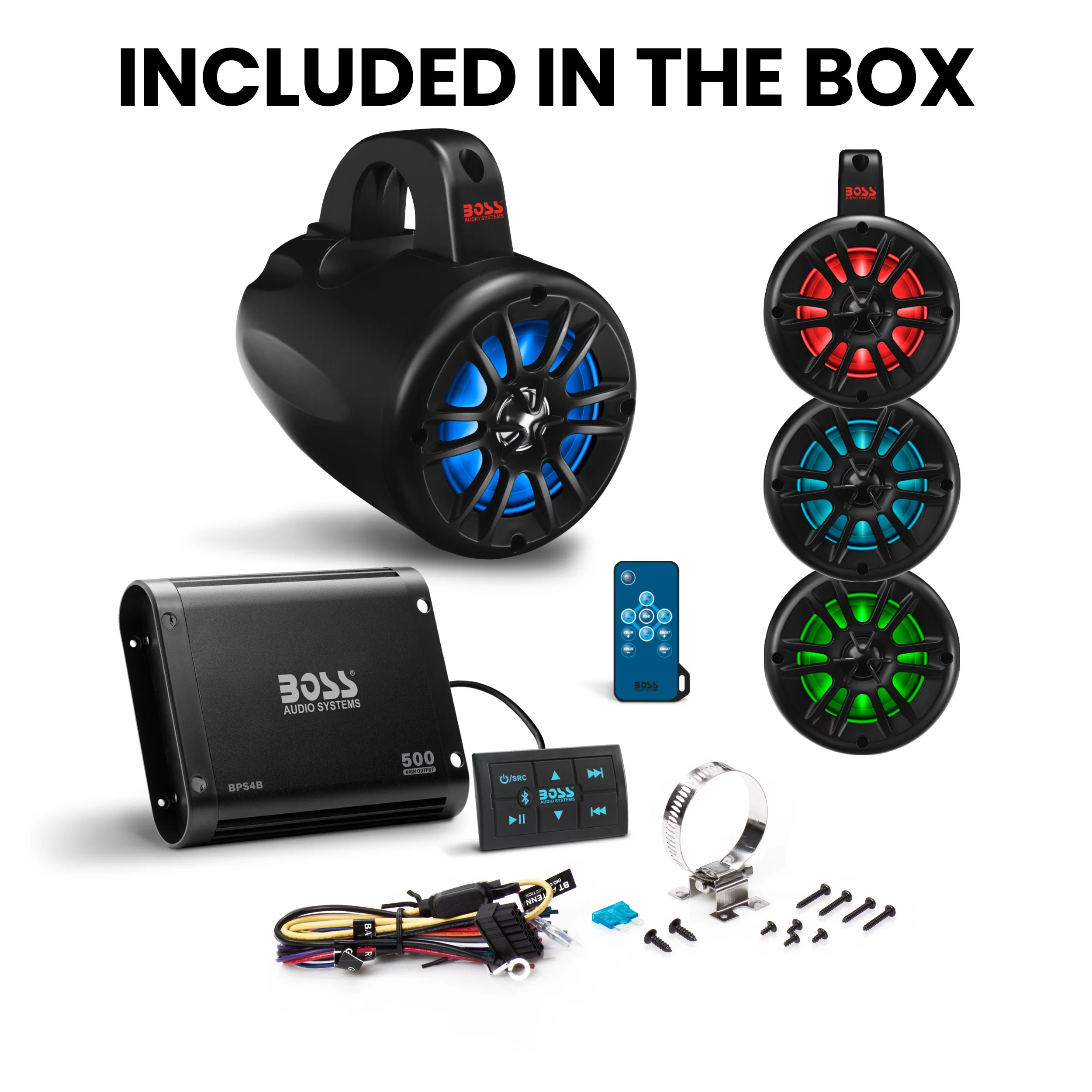 BOSS Audio Systems UNI4RGB UTV Marine Stereo Package | Certified Refurbished