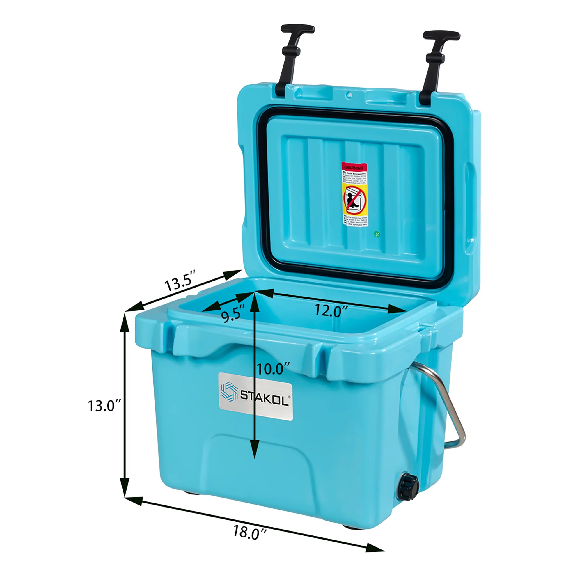 SKTAKOL 16 Quart Cooler Portable Ice Chest Leak-Proof 24 Cans Ice Boxfor Camping Blue