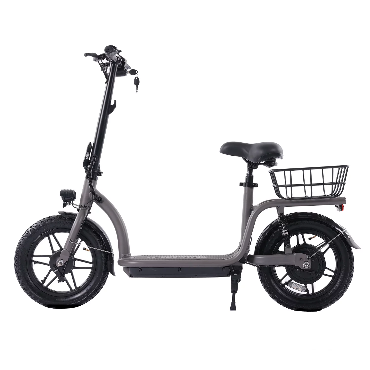 GOTRAX Flex Electric Scooter with Seat for Adult Commuter, 400W&16 Miles Range&15.5Mph Foldable Scooter with 14″ Pneumatic Tire, EBike with Carry Basket Black