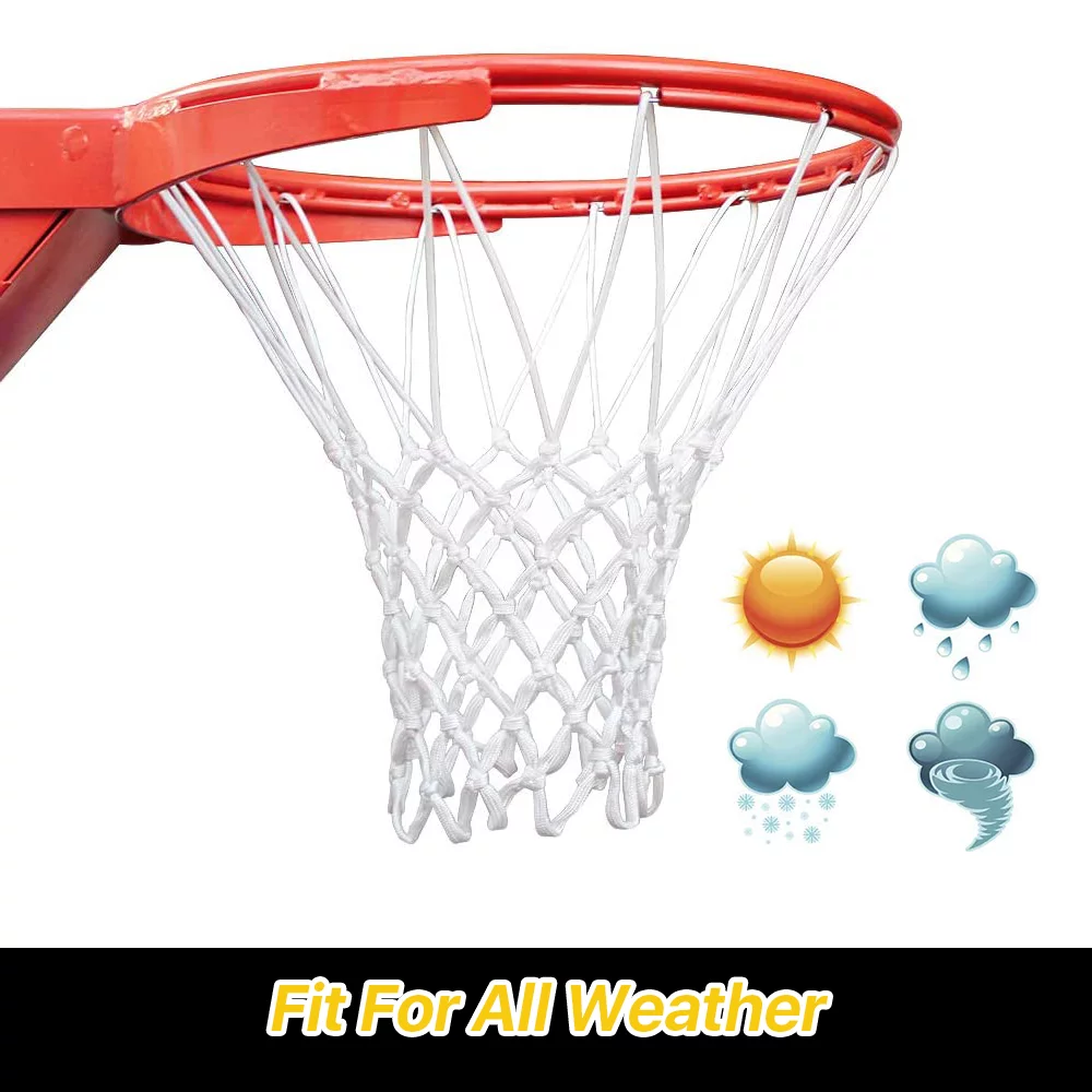 SUGARDAY Glow Basketball Net Outdoor Indoor Heavy Duty Basketball Nets All Weather Anti Whip 12 Loops Green