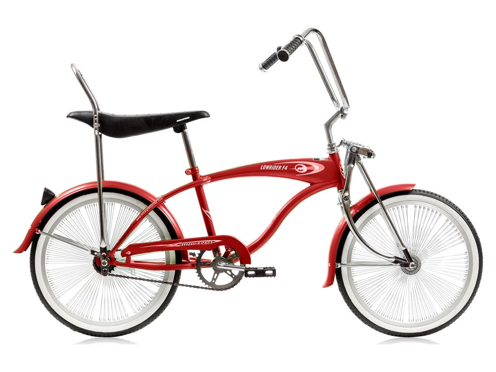 Micargi LOWRIDER F4 20″ Lowrider Hi-Ten Steel Coaster Brake Single Speed One Piece Crank Alloy Rims 140H Color: Red