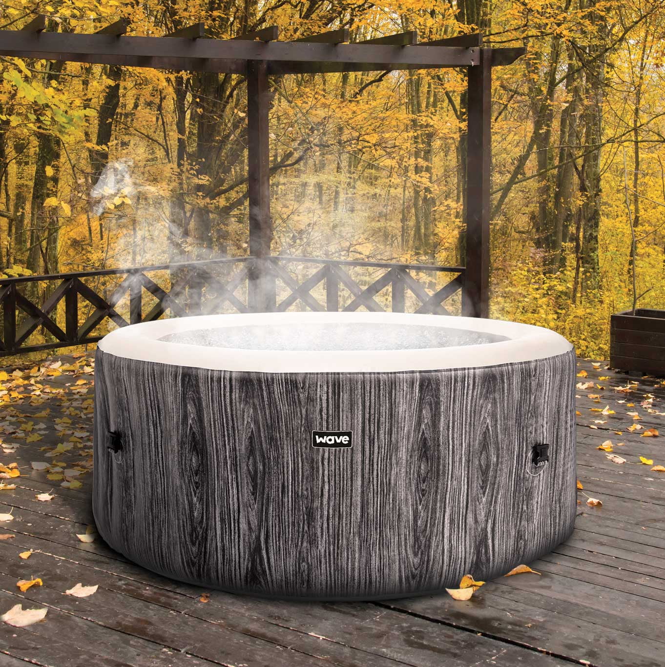 Wave Atlantic 2 to 4 Person Inflatable Hot Tub Spa with Cover, Graywood