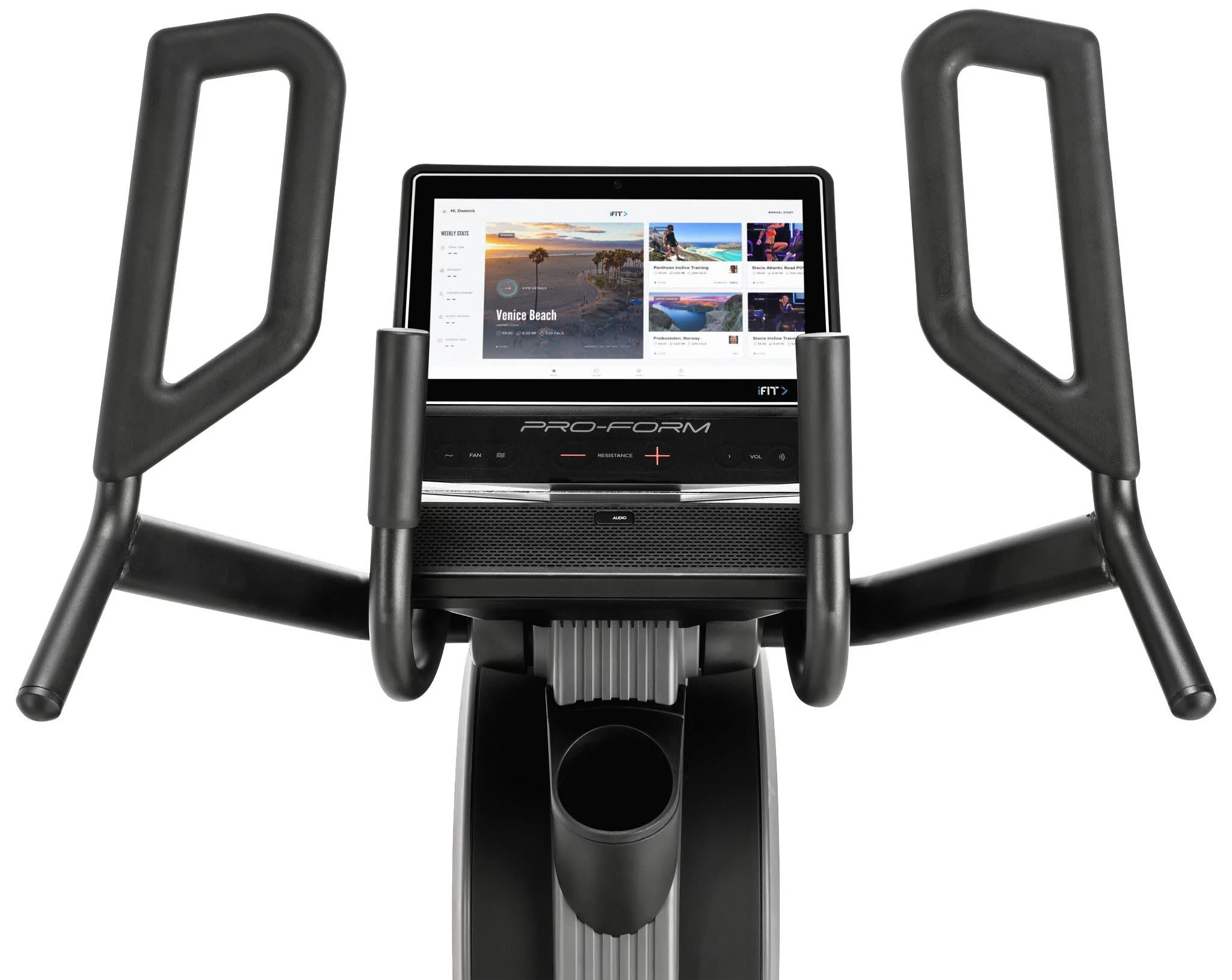 ProForm Pro HIIT H14; Elliptical for Low-Impact Cardio Workouts with 14?? Tilting Touchscreen