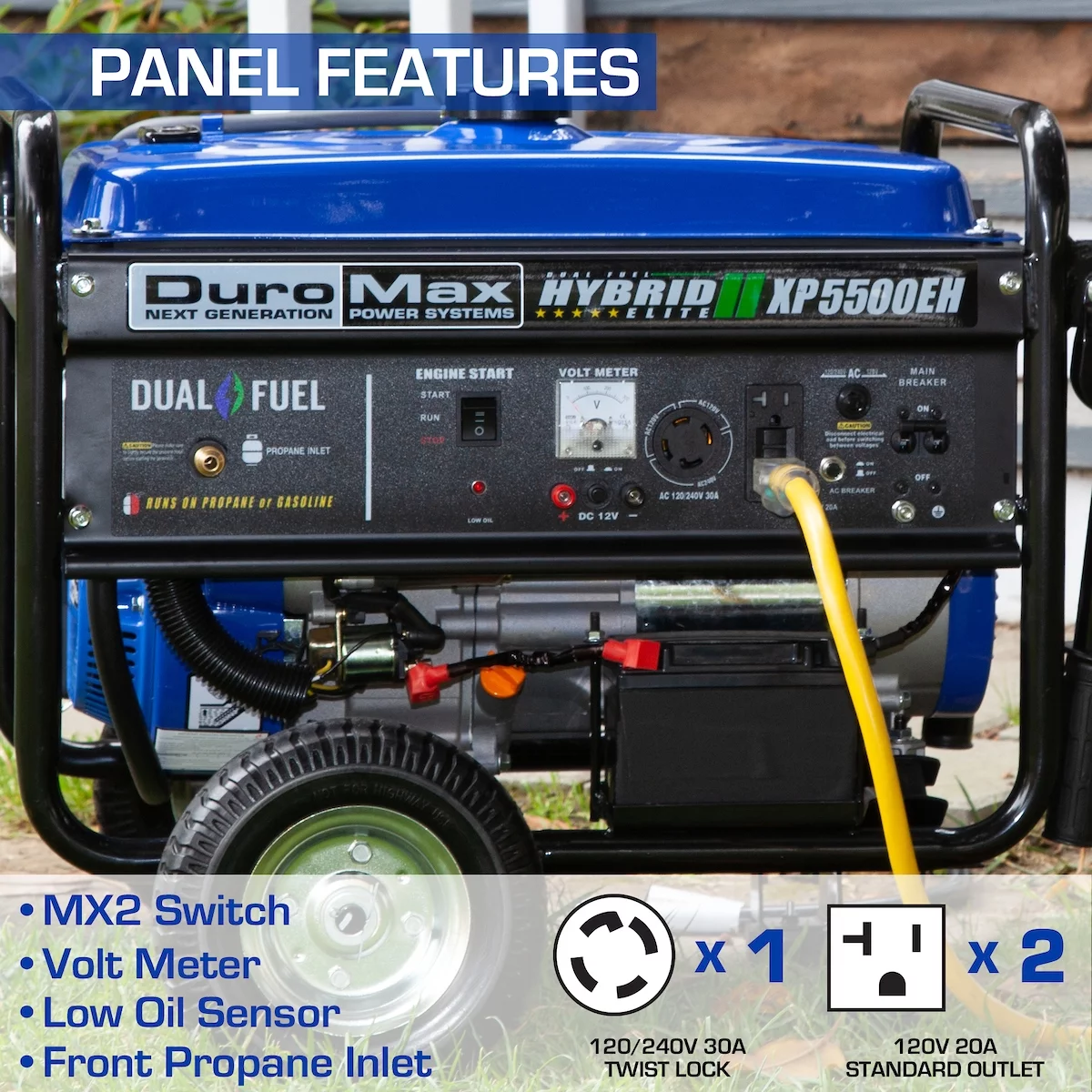 DuroMax XP5500EH 5500-Watt Electric Start Dual Fuel Hybrid Portable Generator