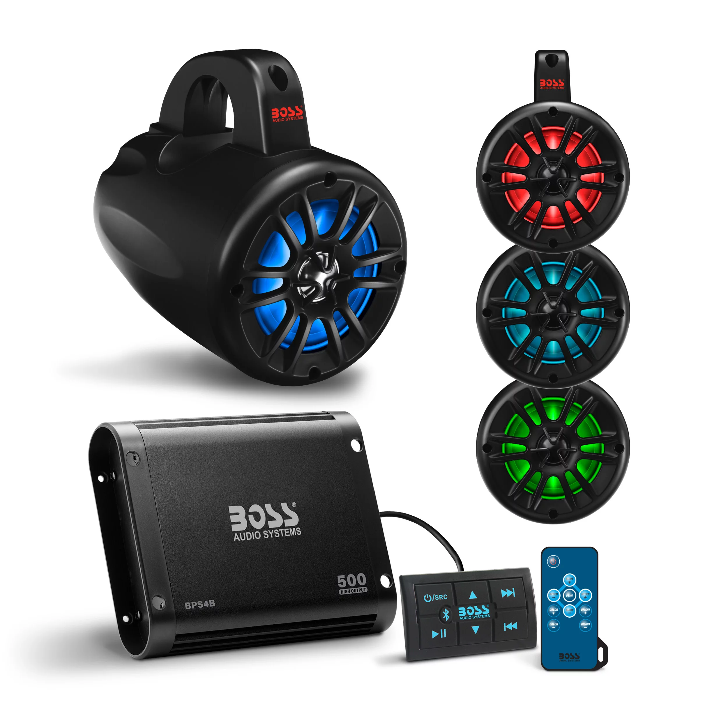 BOSS Audio Systems UNI4RGB UTV Marine Stereo Package | Certified Refurbished