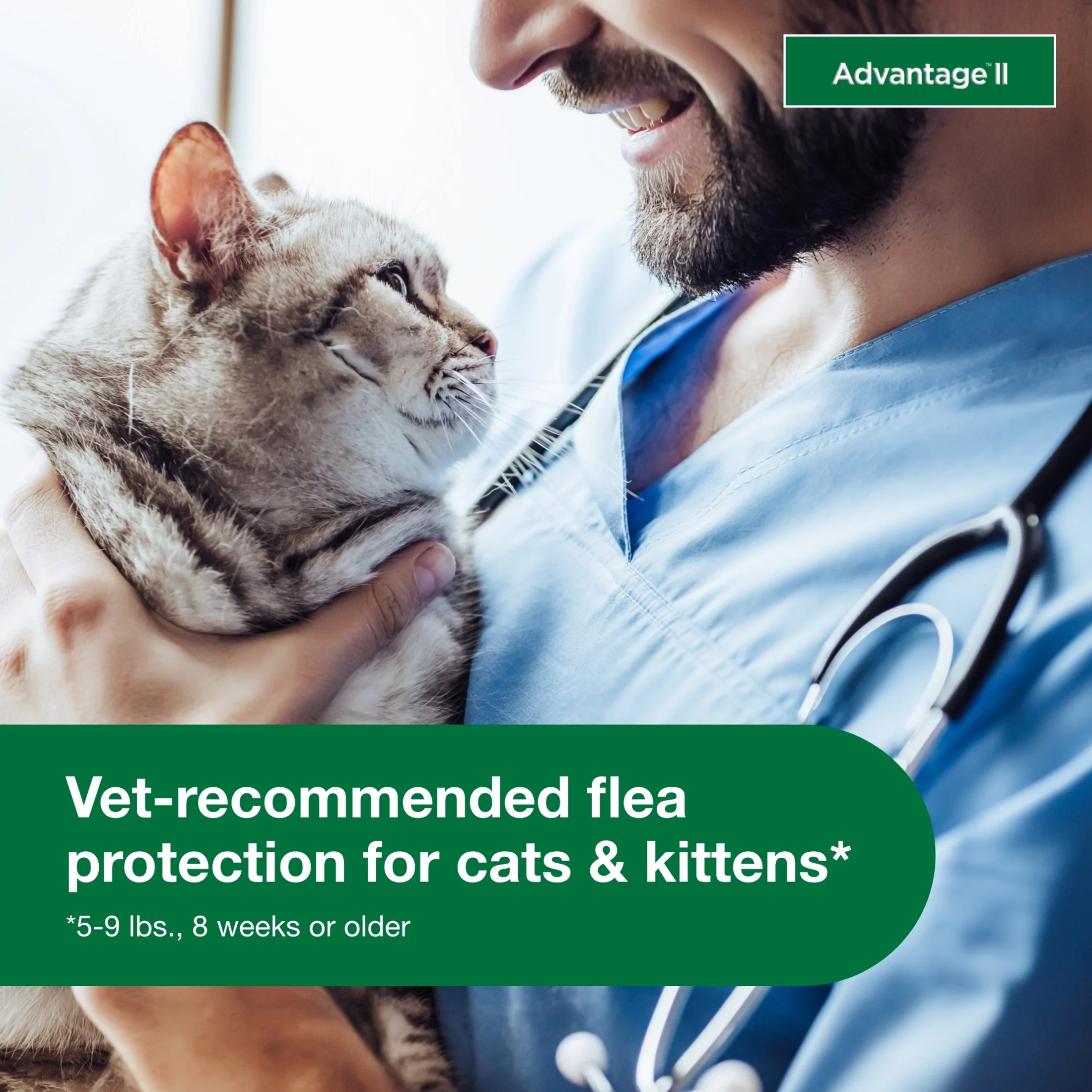 Advantage II Vet-Recommended Flea Prevention for Small Cats 5-9 lbs, 6-Monthly Treatments