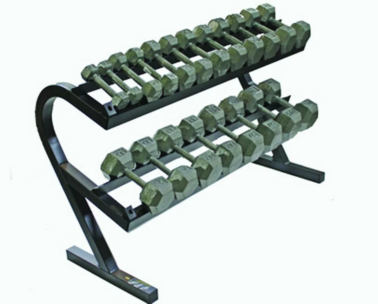 5-50 lb. Pairs, Dumbbell Weight Set with Rack, Hex Cast Iron Head w/ Rail Rack (for Home Gym) by USA Sports