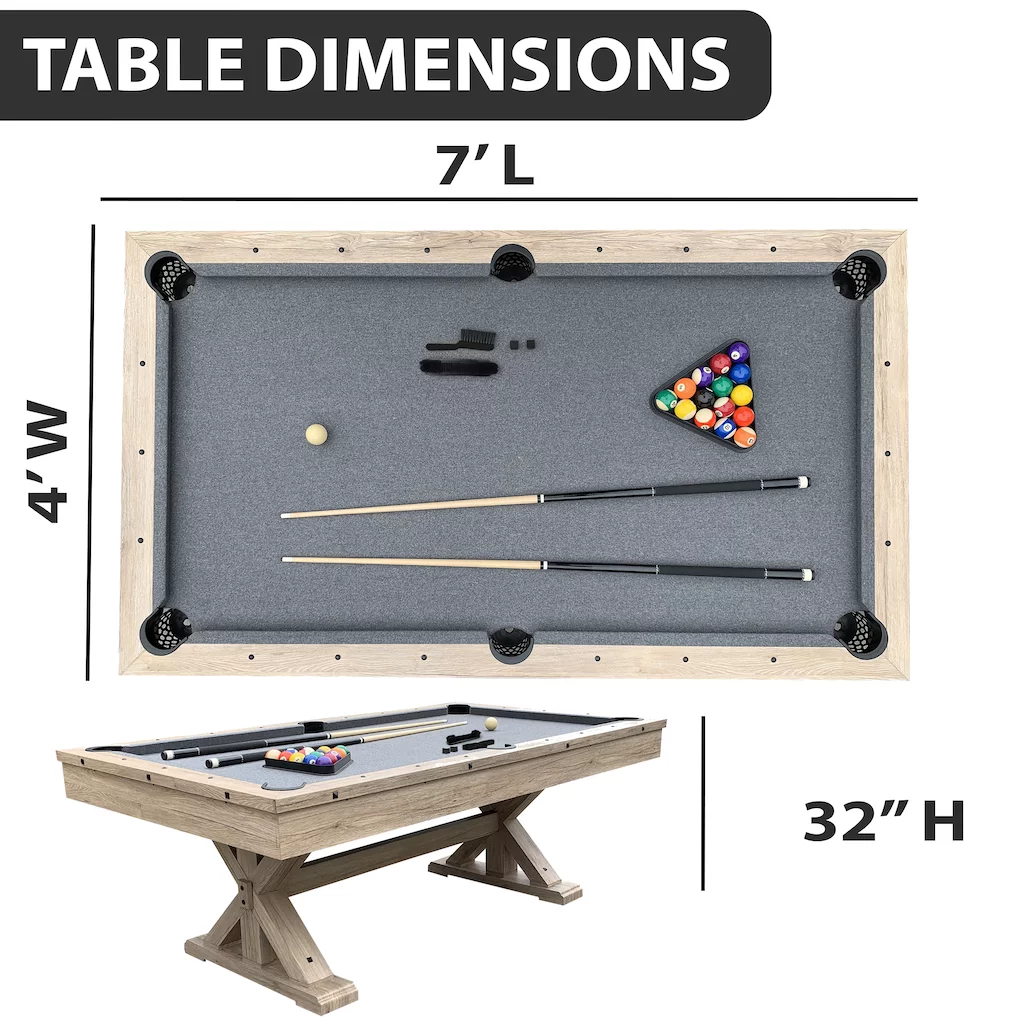 Freetime Fun Rockford 7-ft 3 in 1 Multi Game Featuring Pool Table with Dining and Table Tennis Tables, Upgraded Accessories Included – RB3010A