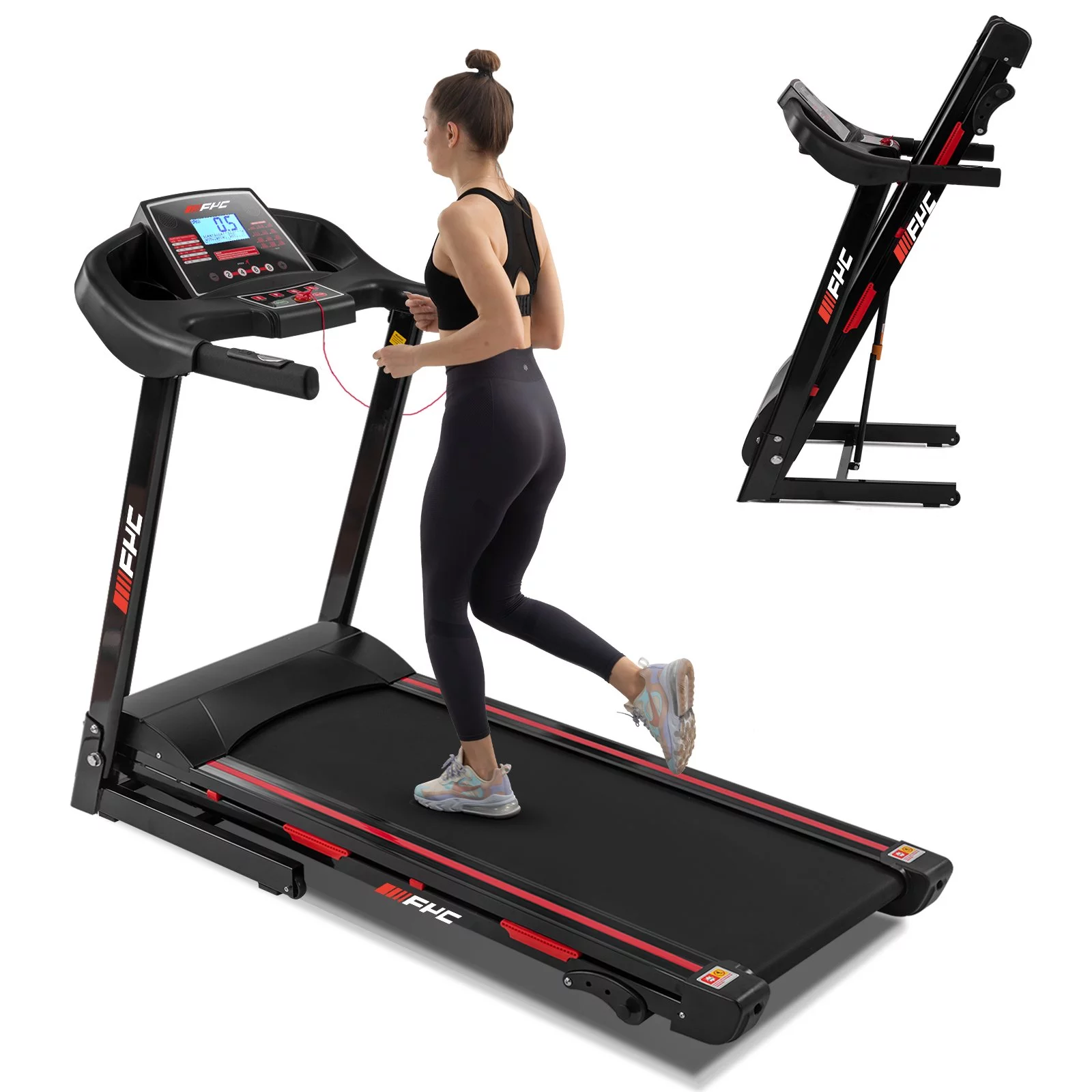 3.5HP 330 LB Weight Capacity with 3-Level Incline Folding Treadmill for Home 16.5″ Running Area 10MPH Speed Running Machine Electric Foldable Treadmill with APP/Bluetooth/Incline