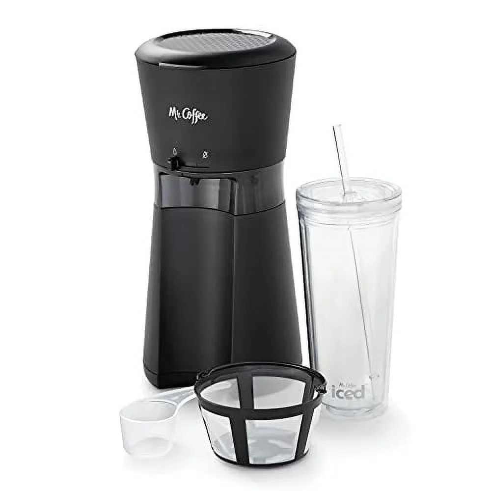 Mr. Coffee Iced Coffee Maker with Reusable Tumbler and and Coffee Filter, Black, Frustration Free Packaging