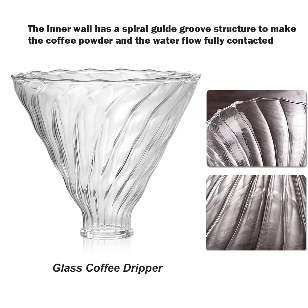 LEIJOCO Pour Over Coffee Maker Set ?C Includes Glass Coffee Dripper, Metal Dripper Stand, Heat Resistance 600ml Coffee Server and 40 Count Paper Coffee Filters, 4 in 1 Bronze Set