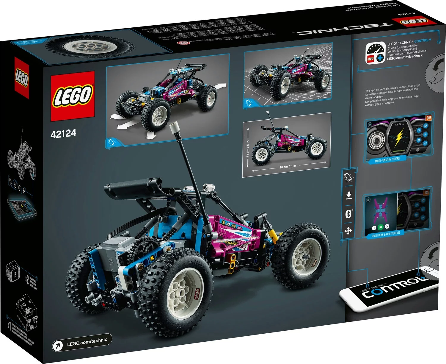 LEGO Technic Off-Road Buggy 42124 Model Building Toy; App-Controlled Retro RC Buggy Toy (374 Pieces)