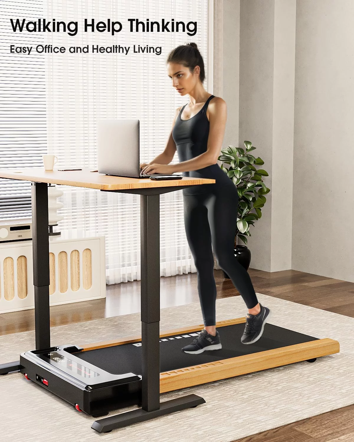 OBENSKY Under Desk Treadmill, Wood Electric Treadmill with Remote Control, Walking Jogging Machine