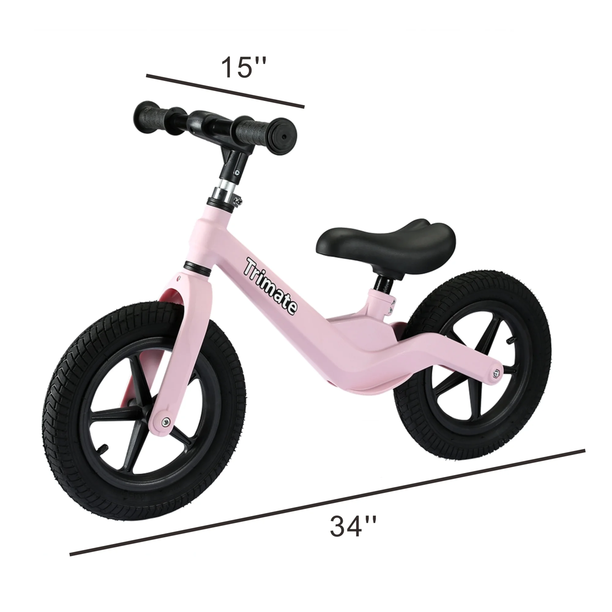 Trimate Toddler Balance Bike, Pink – No Pedal Sport Bike for 3-5 Year Olds, 12″ Inflated Tire, Perfect Gift for Boys and Girls with Inseam 16″ – 21″