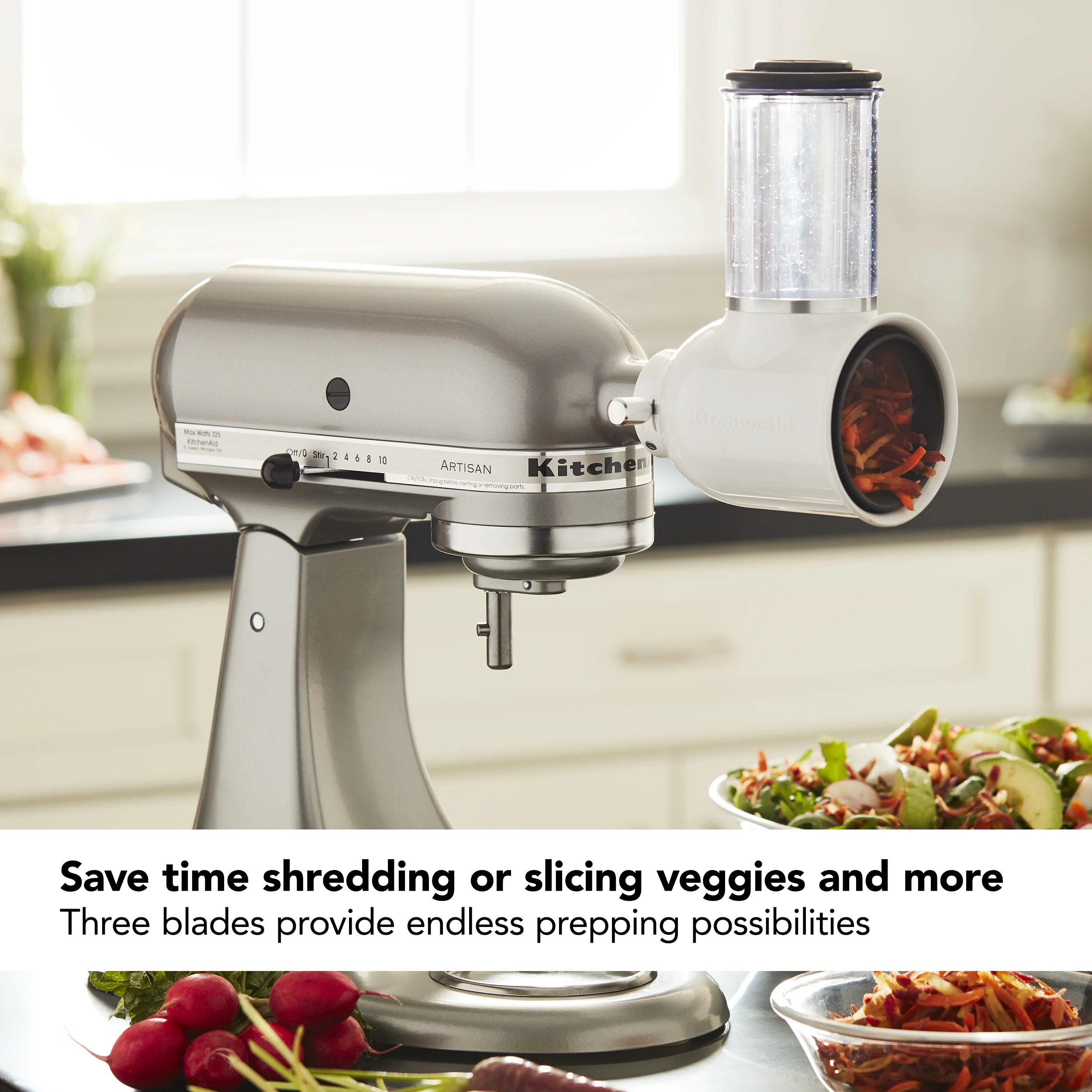 KitchenAid Fresh Prep Slicer/Shredder Attachment, White, KSMVSA