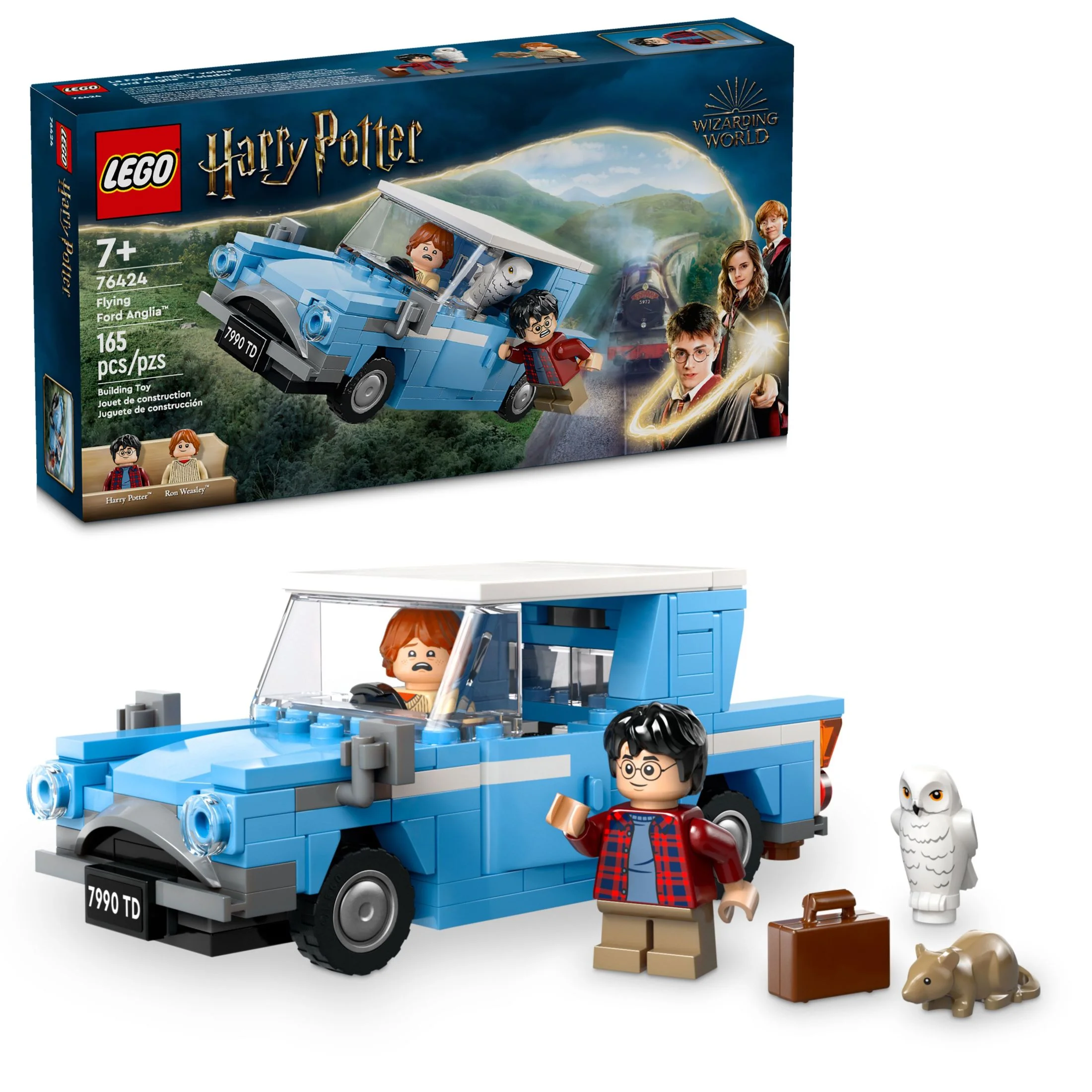 LEGO Harry Potter Flying Ford Anglia, Buildable Car Toy with 2 Minifigures for Role Play, Harry Potter Toy for Kids, Harry Potter Car Fantasy Playset, Gift for Boys and Girls Ages 7 and Up, 76424