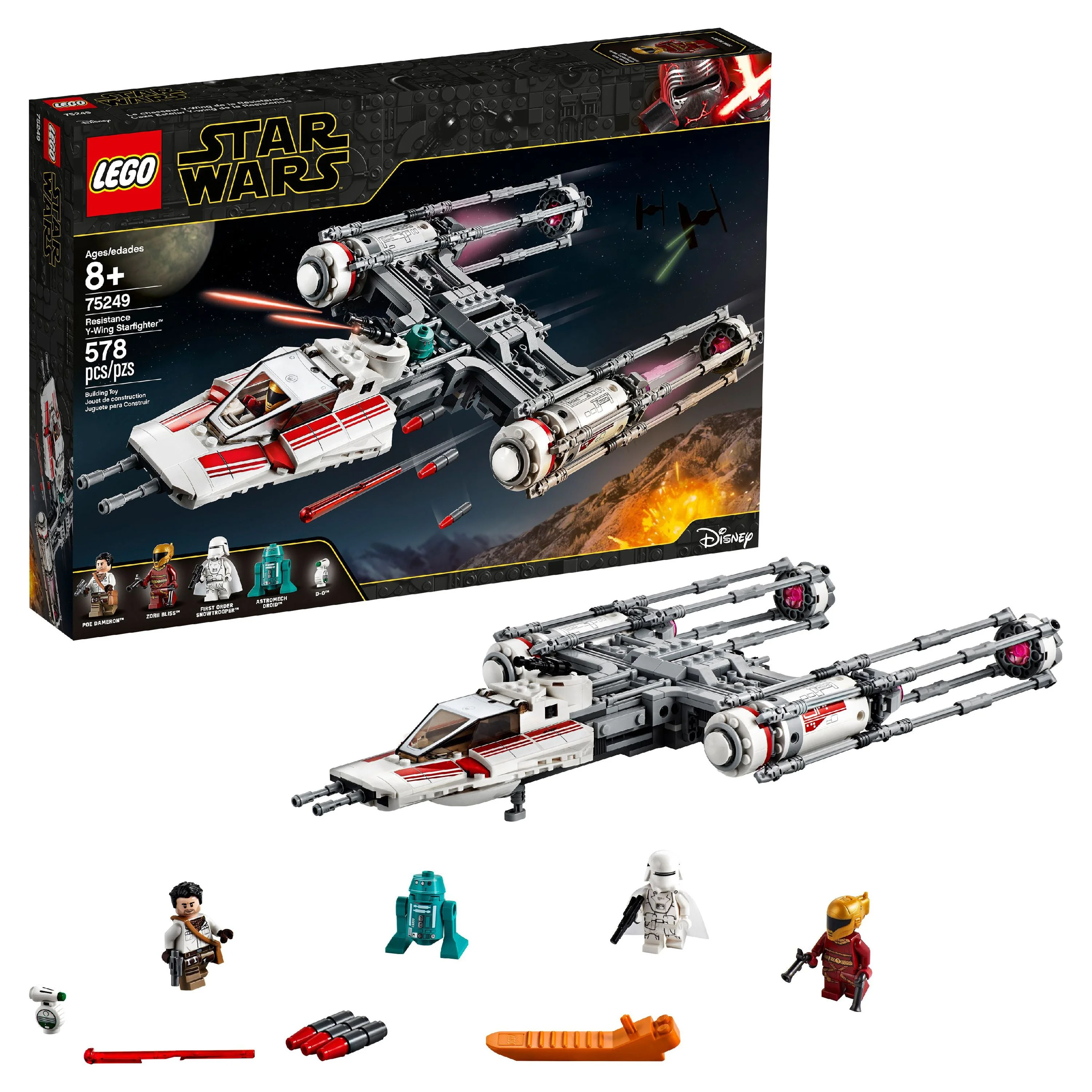 LEGO Star Wars: The Rise of Skywalker Resistance Y-Wing Starfighter 75249 New Advanced Collectible Starship Model Building Kit (578 Pieces)