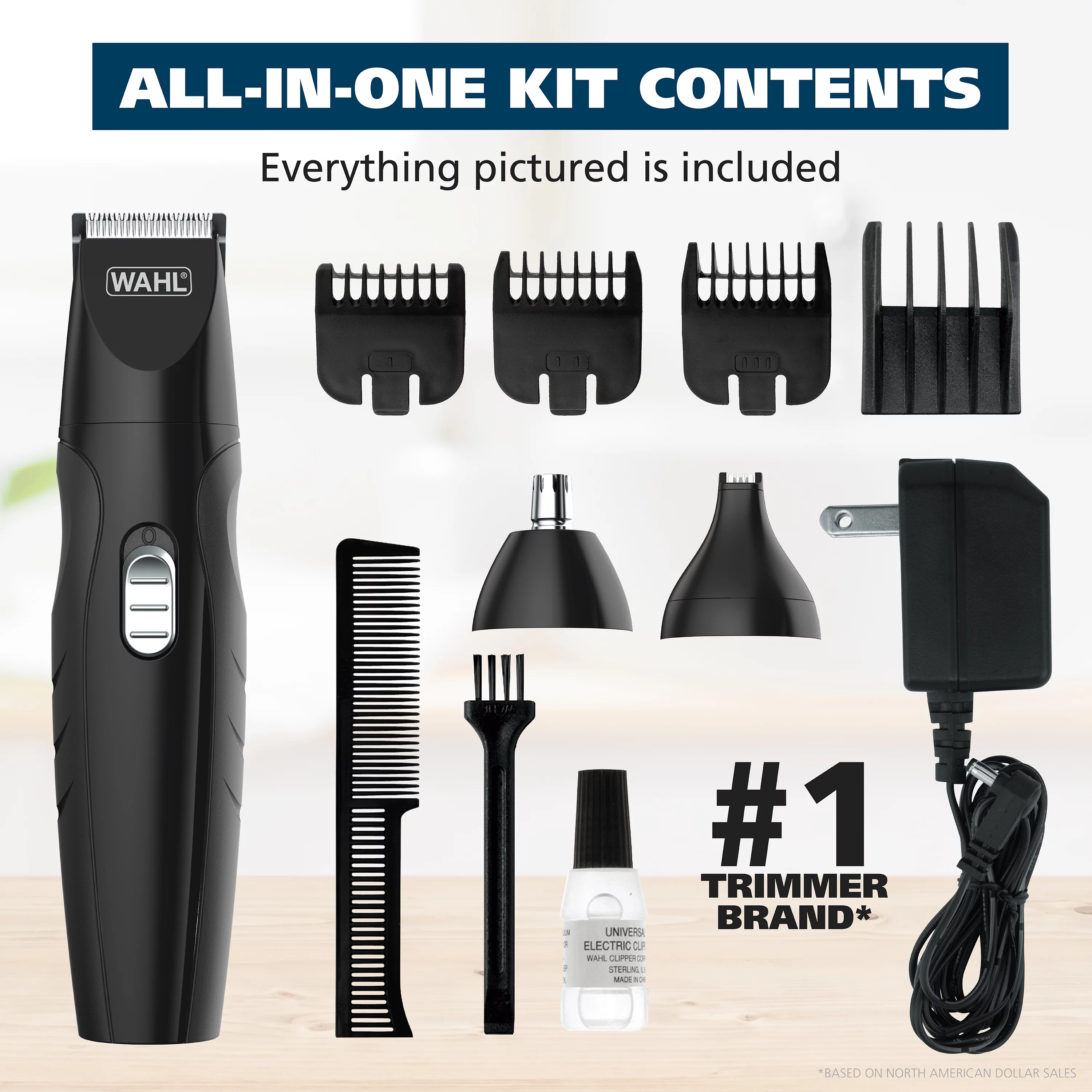 Wahl All in One Rechargeable Beard, Mustache, Detail Trimmer for Men, Black, 05644