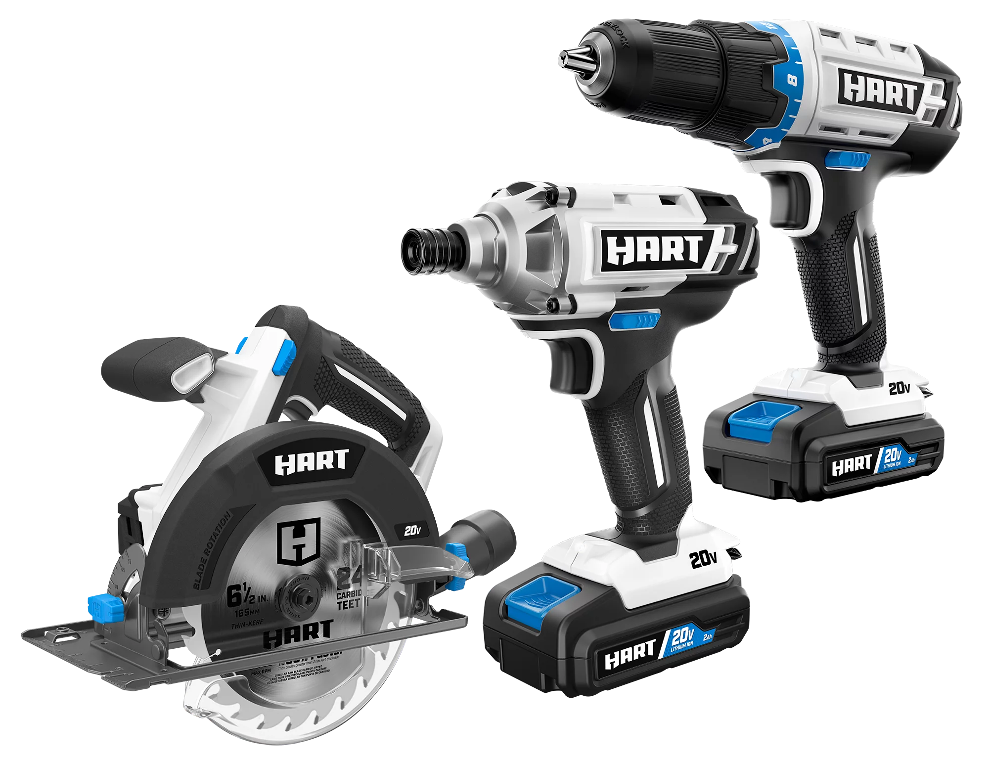 HART 20-Volt 3-Tool Combo Kit (2) 2.0Ah Lithium-Ion Batteries